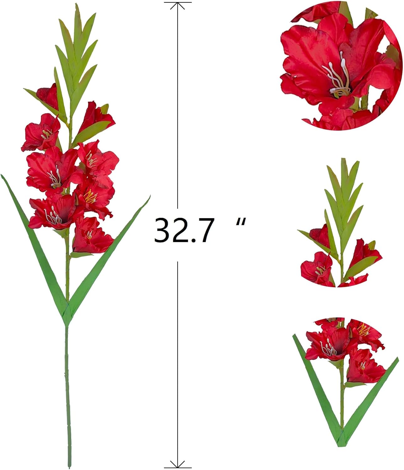 Pack of 6 Artificial Gladiolus Flowers Red