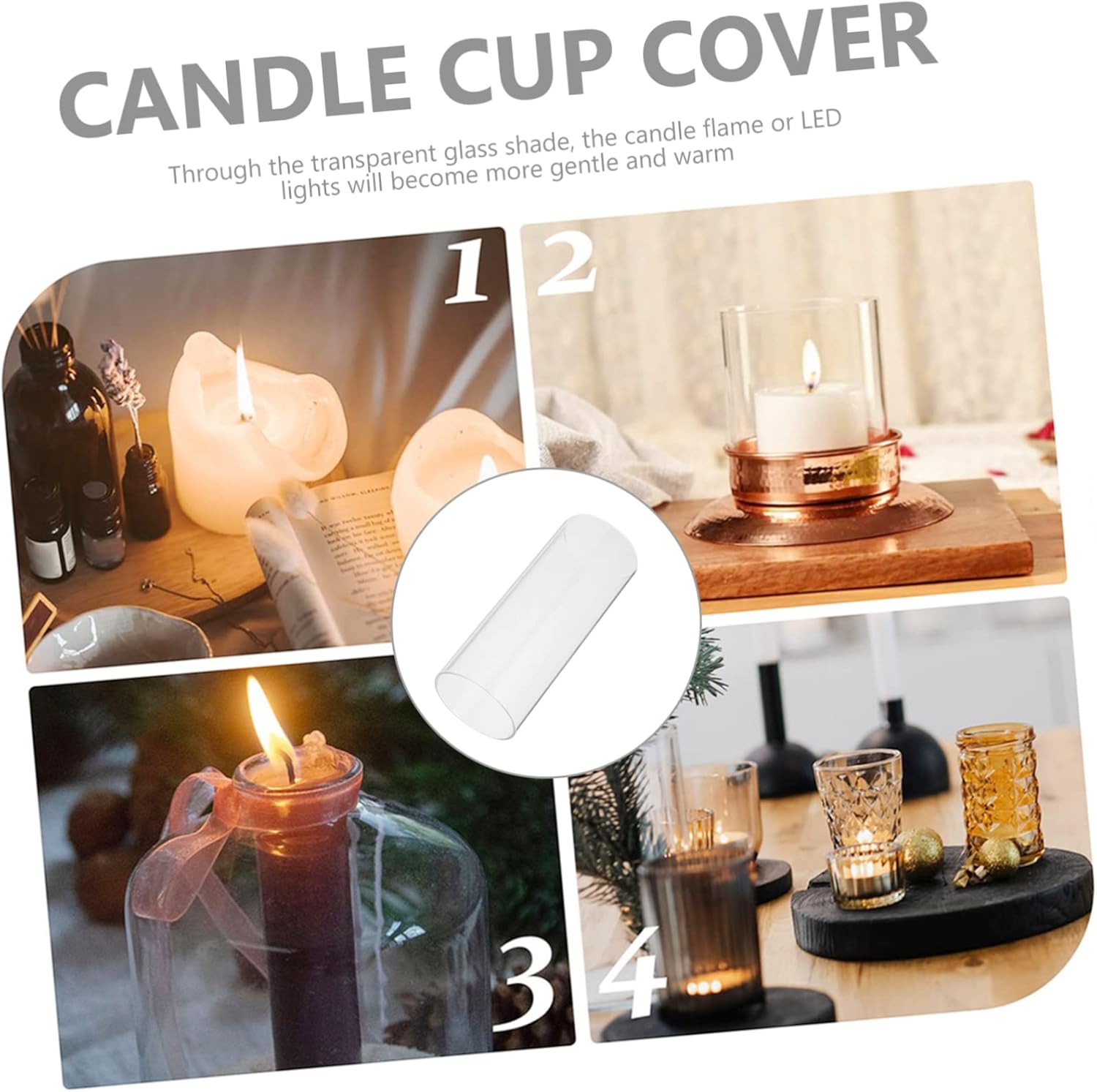 Zerodeko 4pcs Clear Acrylic Candle Shade
