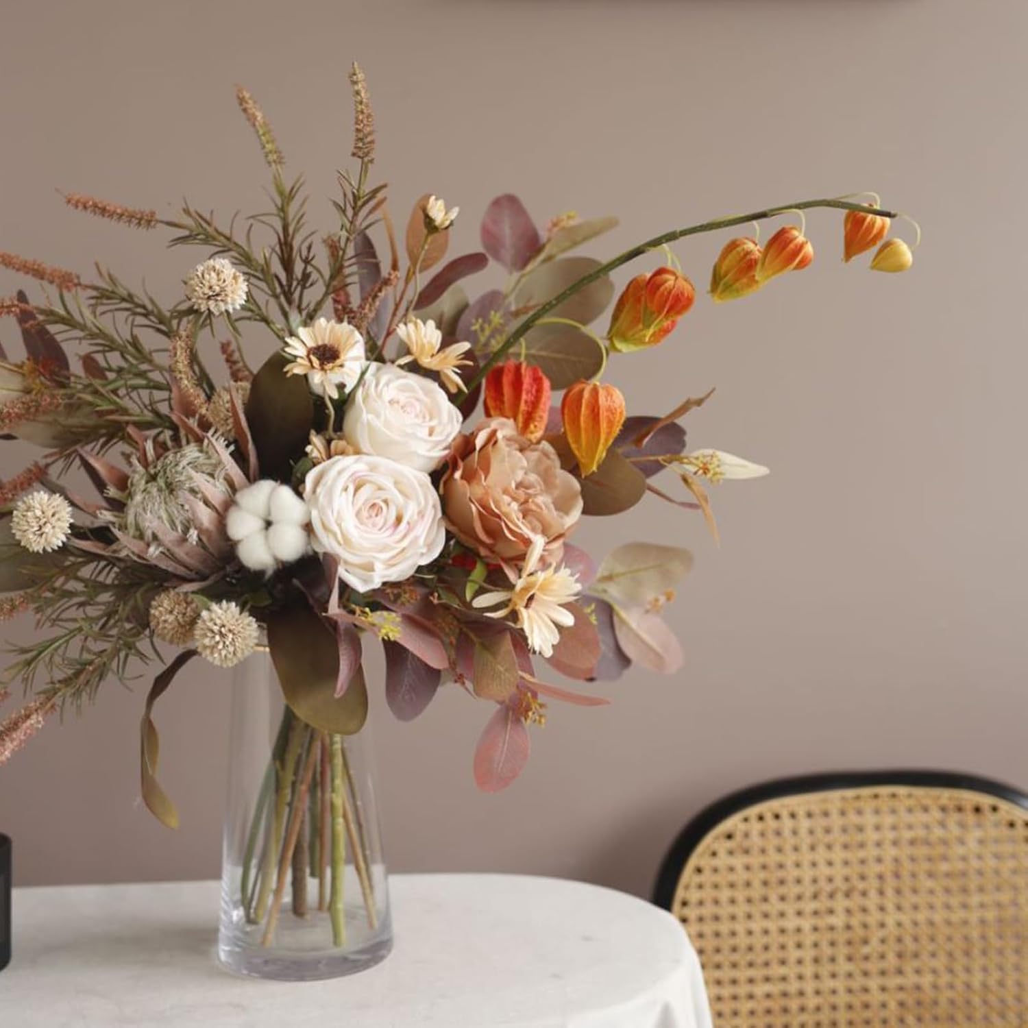 Artificial Flowers Autumn Rose Hydrangea Bouquet Handheld Decor