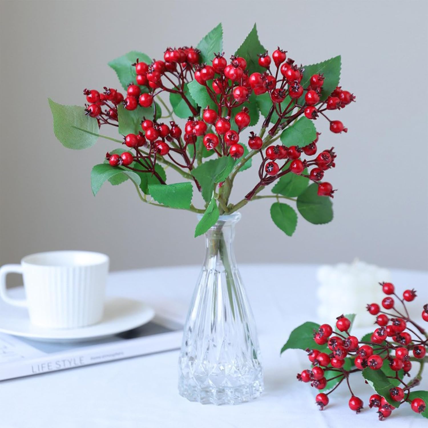 4 Pcs Artificial Pomegranate Branches for Floral Arrangements