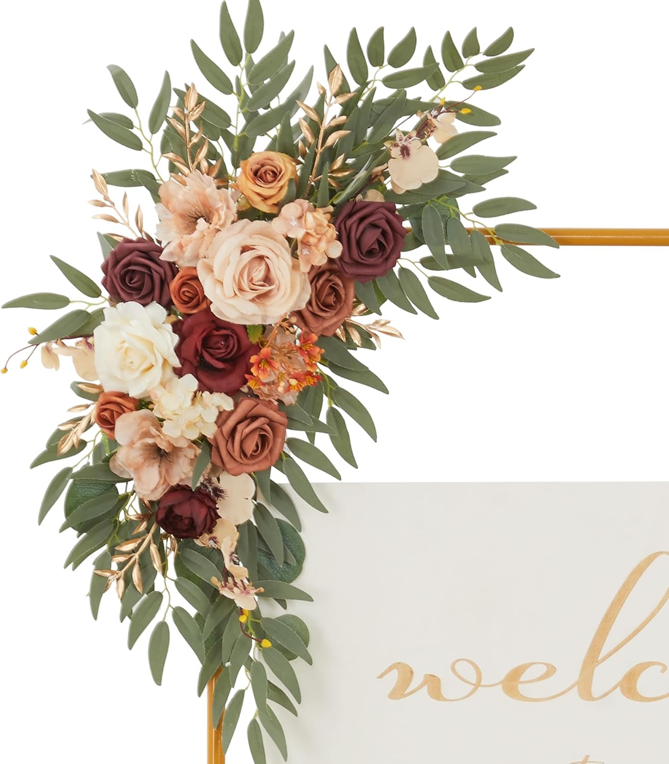 Tings Time Burnt Orange Wedding Arch Flowers Set of 2