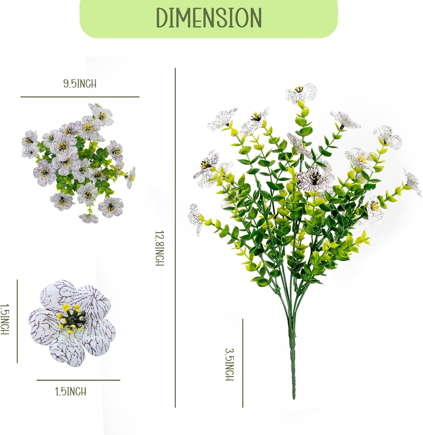 VDVST 10 Bundle Artificial White Flowers Set