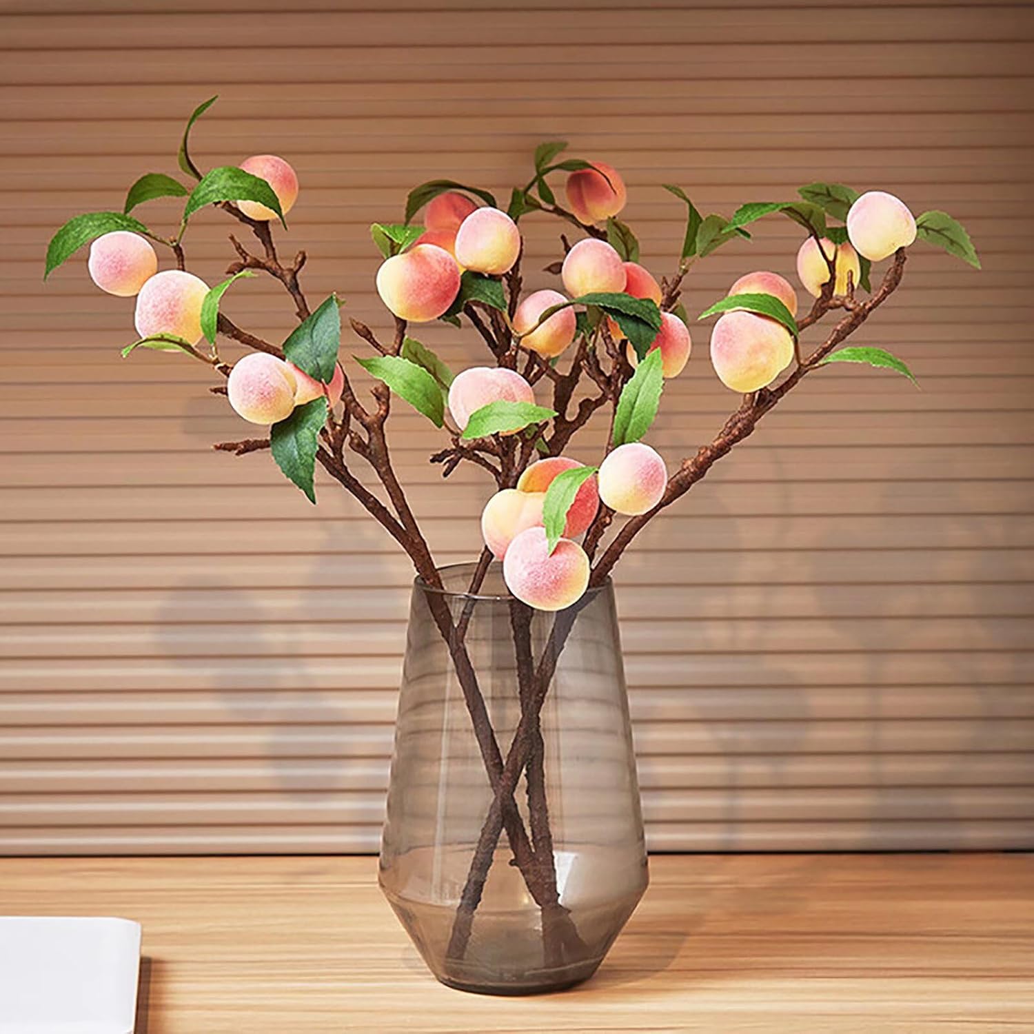 3Pcs Artificial Peach Branches Decor for Home Kitchen Party