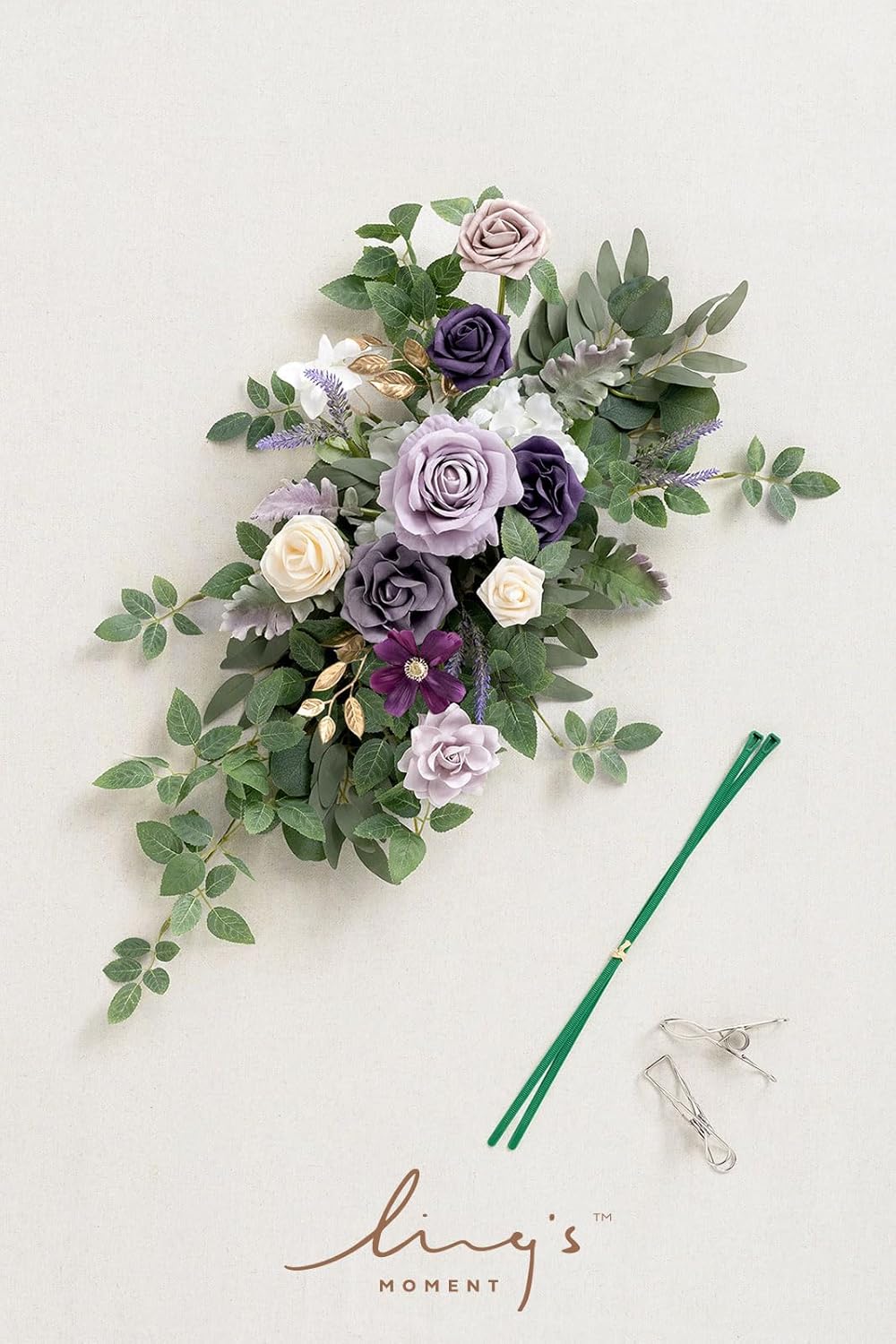 Lings Moment Lilac Purple Gold Artificial Flower Swag