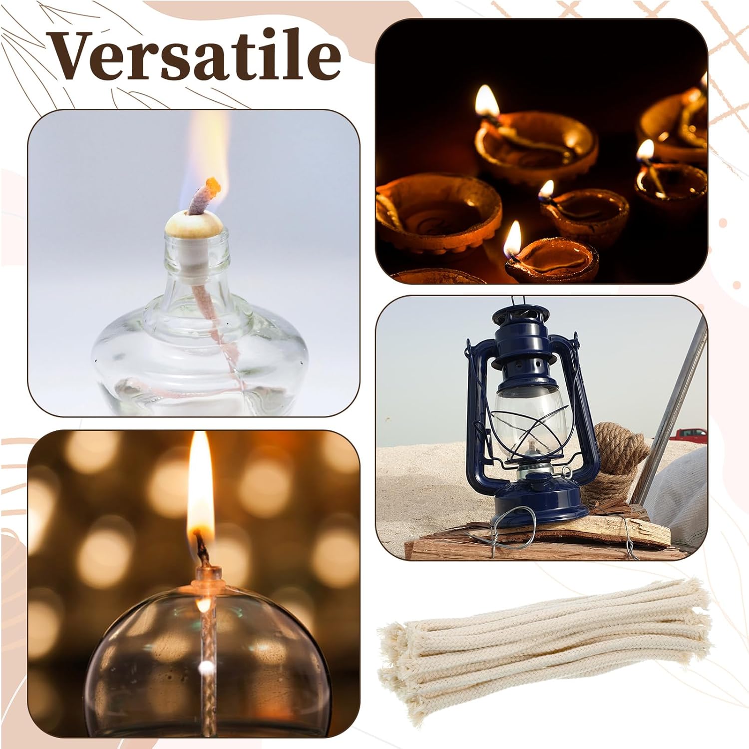 20 Pcs 14 Round Oil Lamp Wicks Cotton Replacement