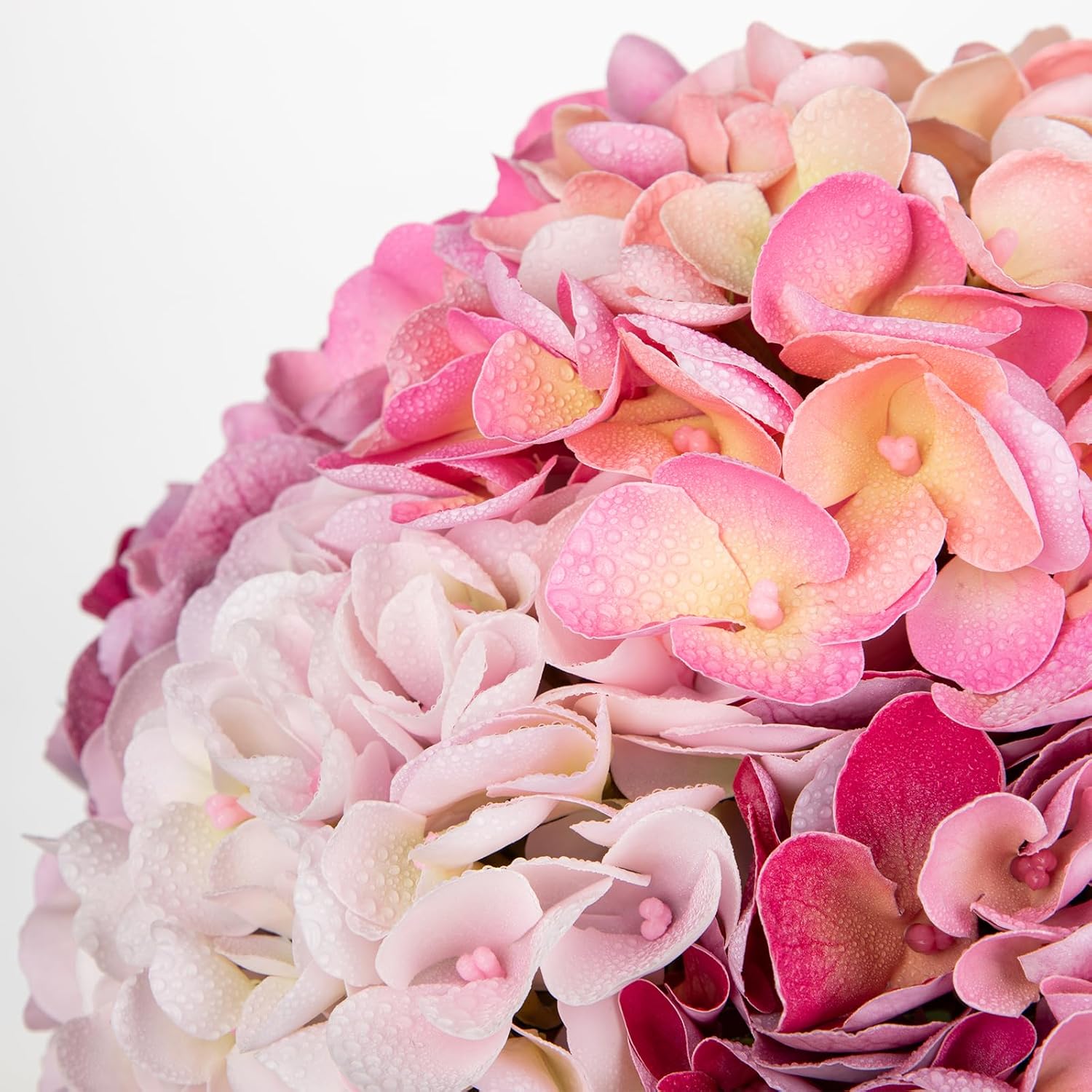 Hollyone Realistic Pink Hydrangea Artificial Flowers in Glass Vase