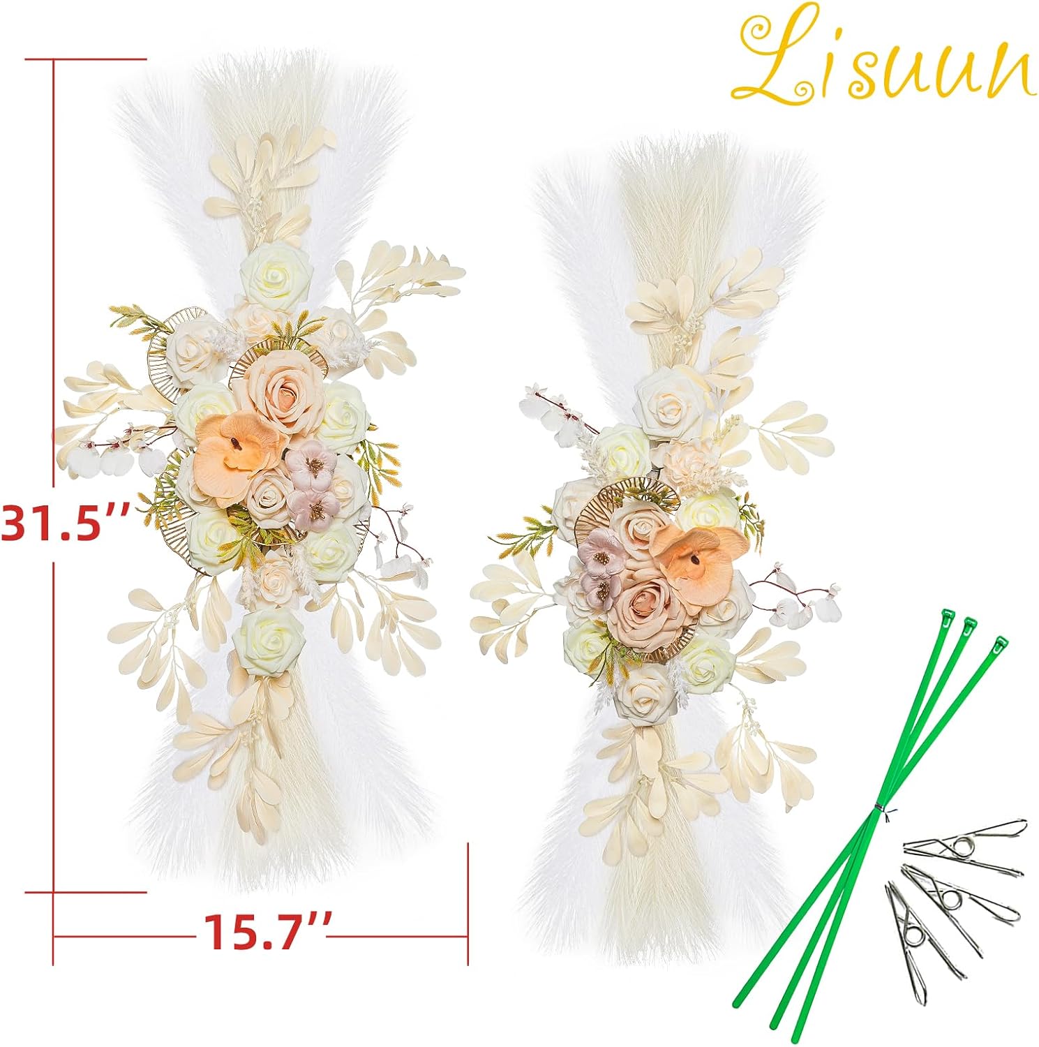 Lisuun Wedding Arch Artificial Flowers - Pack of 2