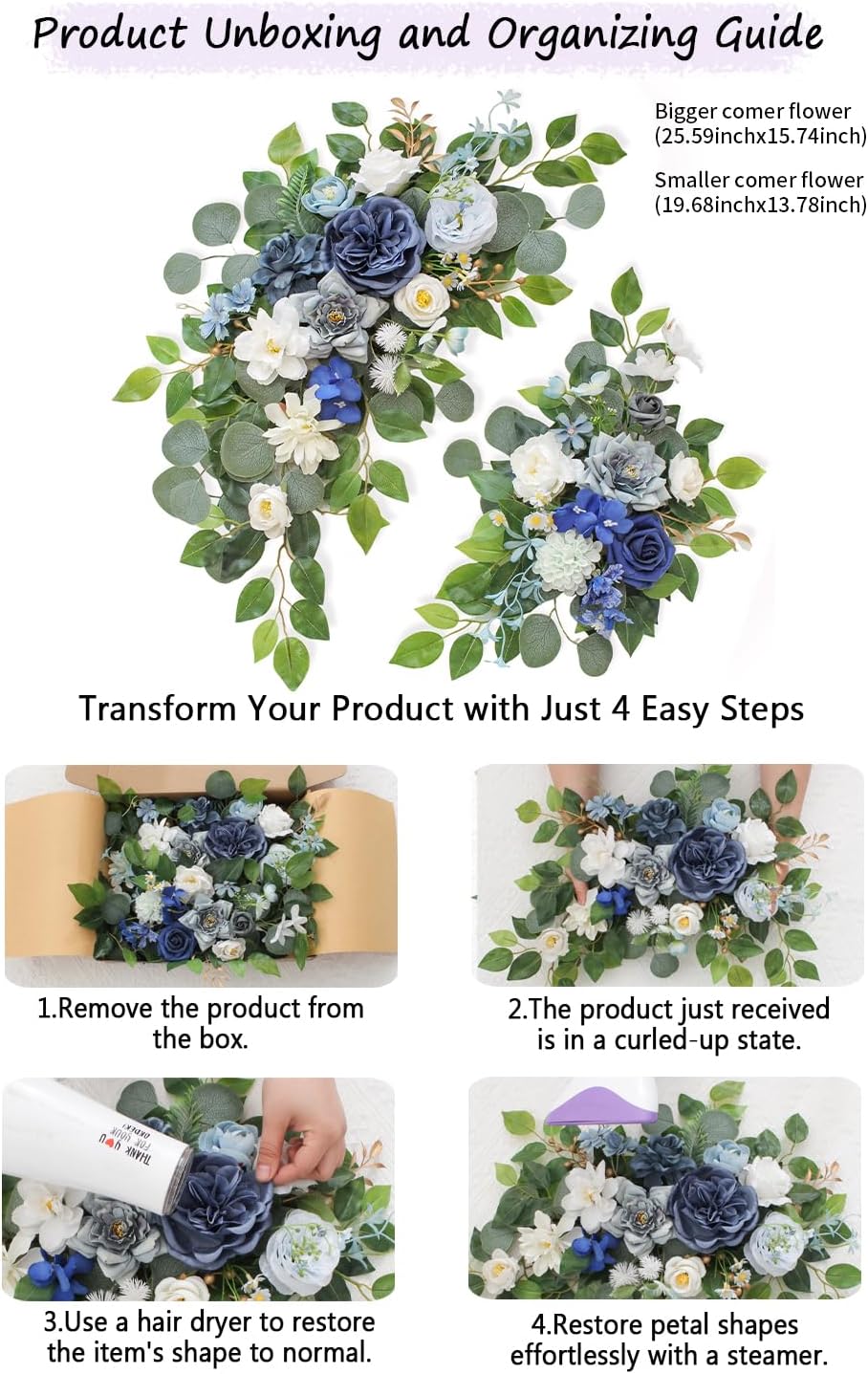Wedding Welcome Signs with Floral Arch Pack of 2