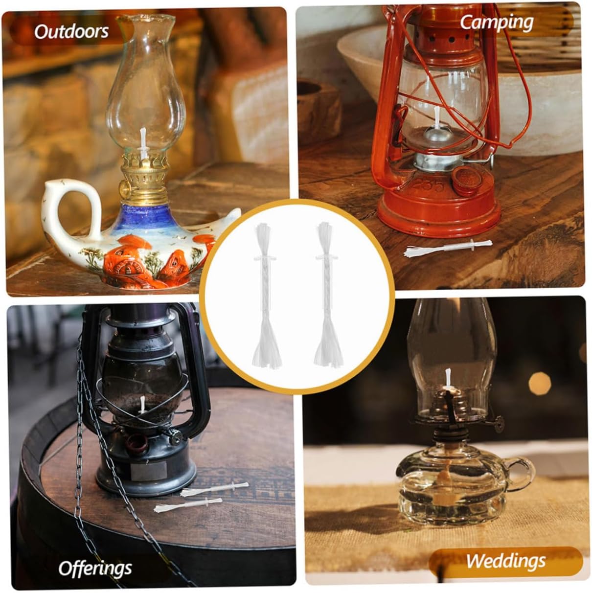 4Pcs Fiberglass Replacement Wicks for Oil Lamps and Torch