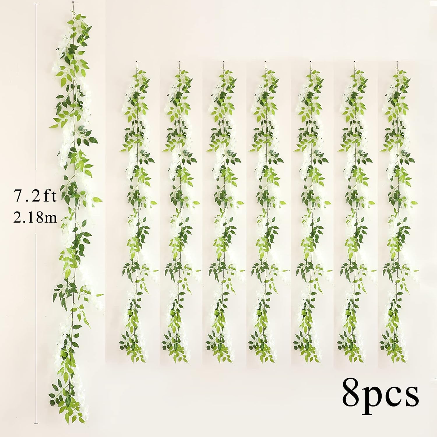 Wisteria Artificial Flowers Garland 8Pcs 72 FtPiece