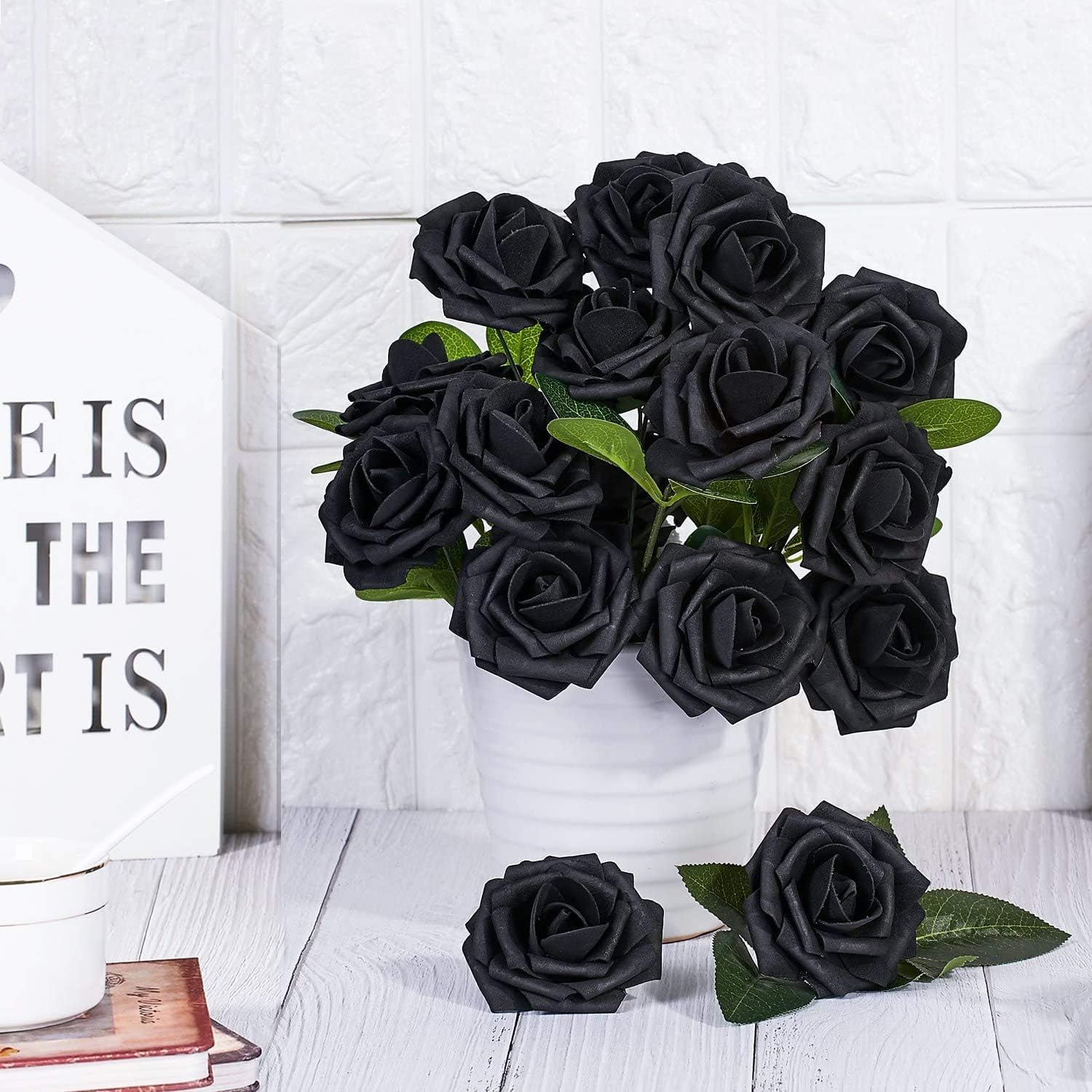 Higfra Artificial Flowers 50 Stems Realistic Roses