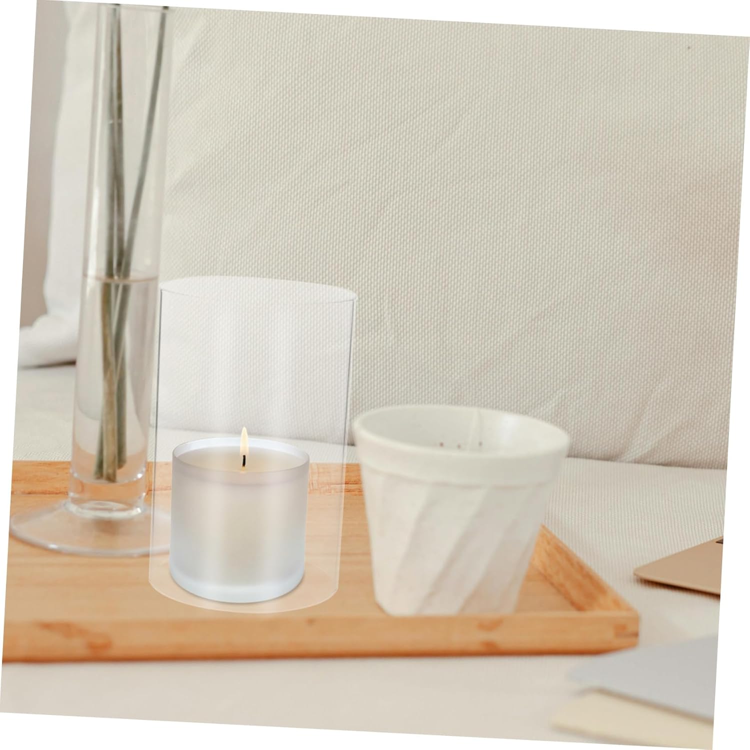 VOSAREA 2pcs Glass Candle Holder Covers for Wedding Decor