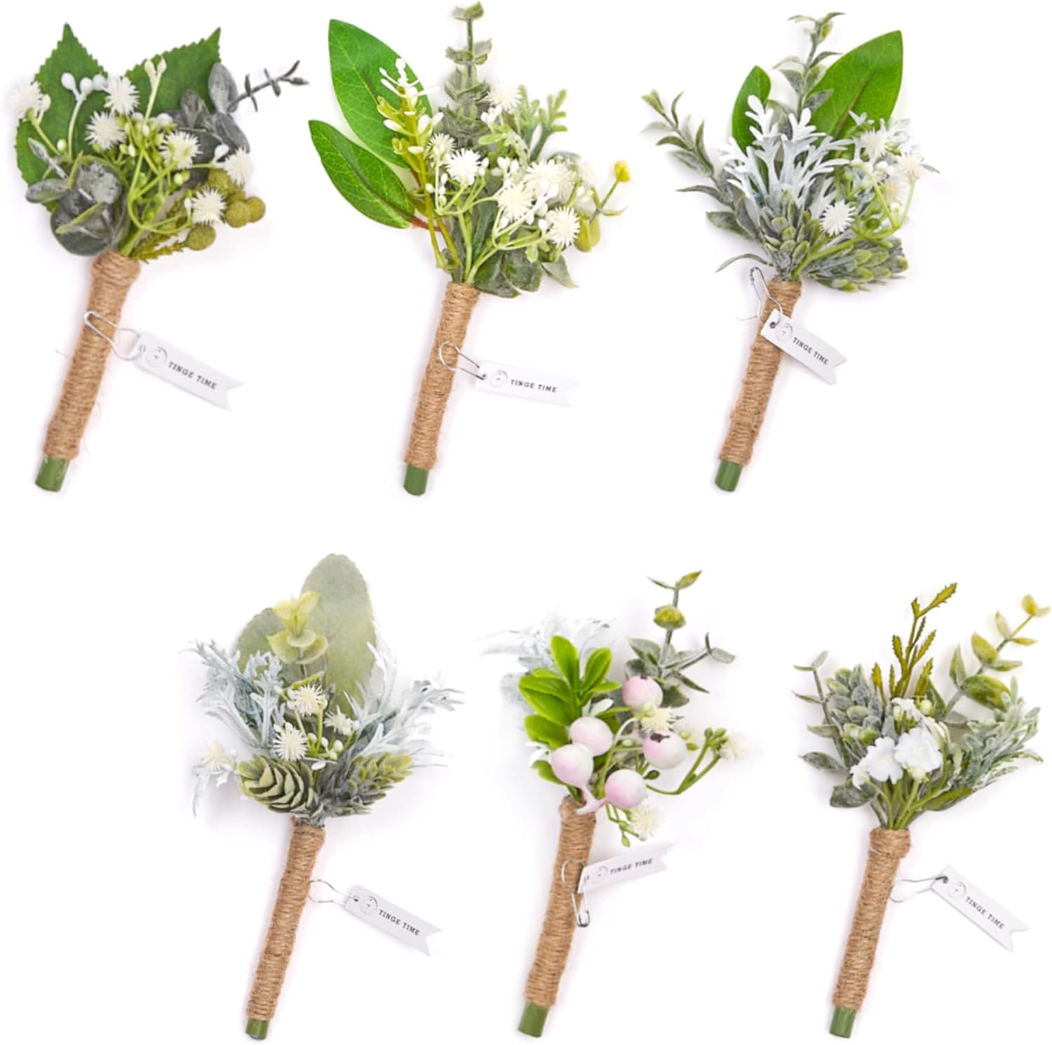 TingeTime Fresh Green Boutonniere Set for Men