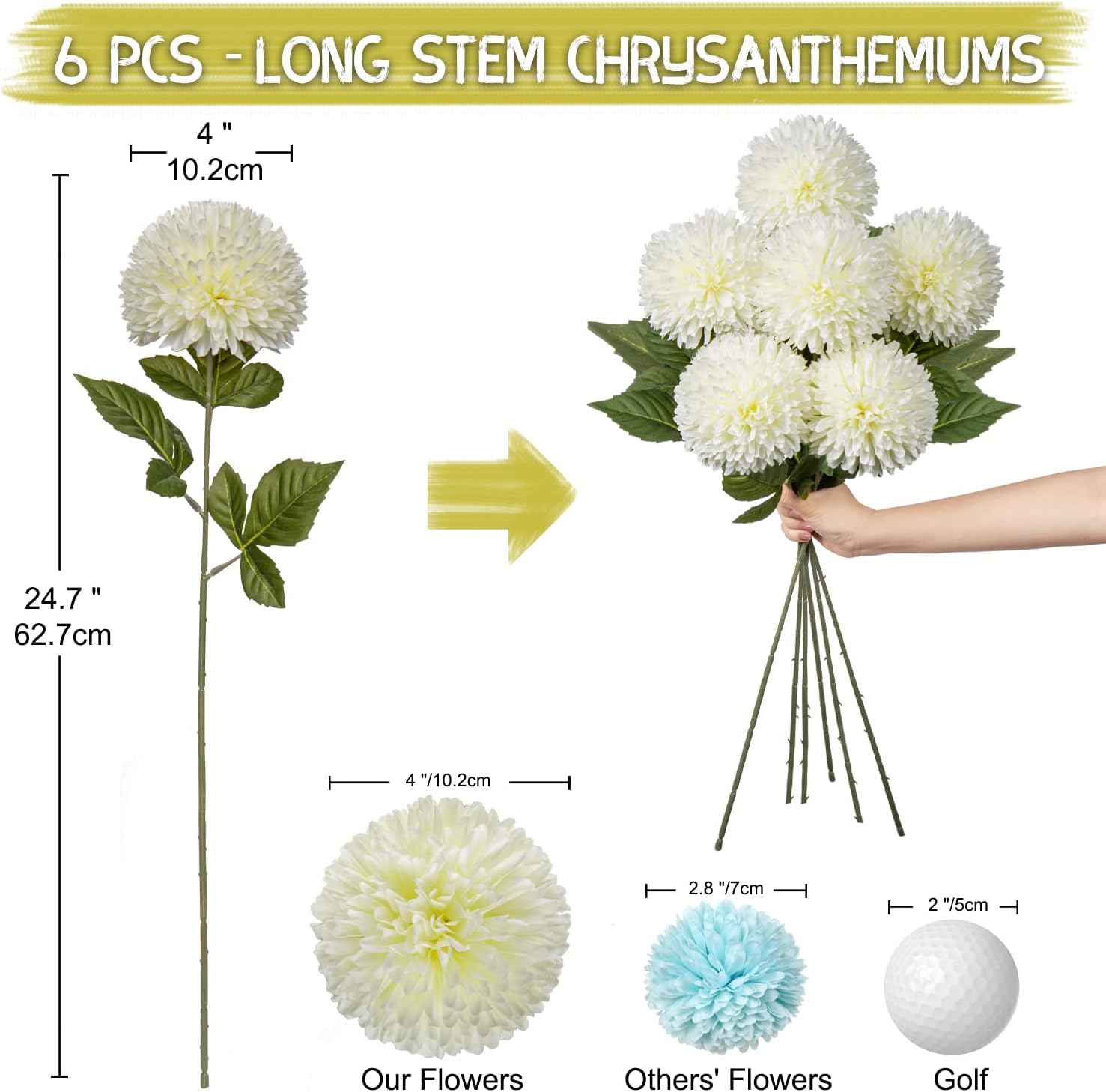 Briful Autumn Artificial Chrysanthemums Bouquet Set of 6