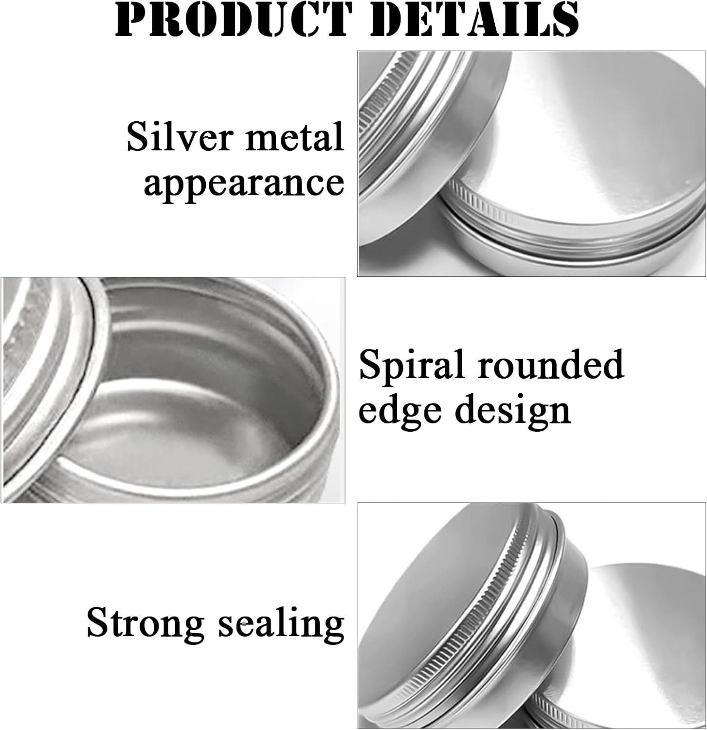 48 Pack 4 oz Silver Aluminum Tin Cans with Screw Lid