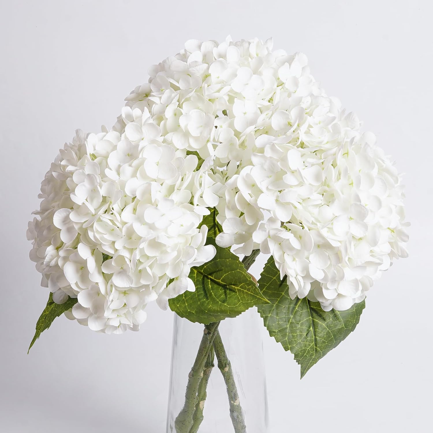 BonBlooms 3 Pcs White Hydrangea Artificial Flowers