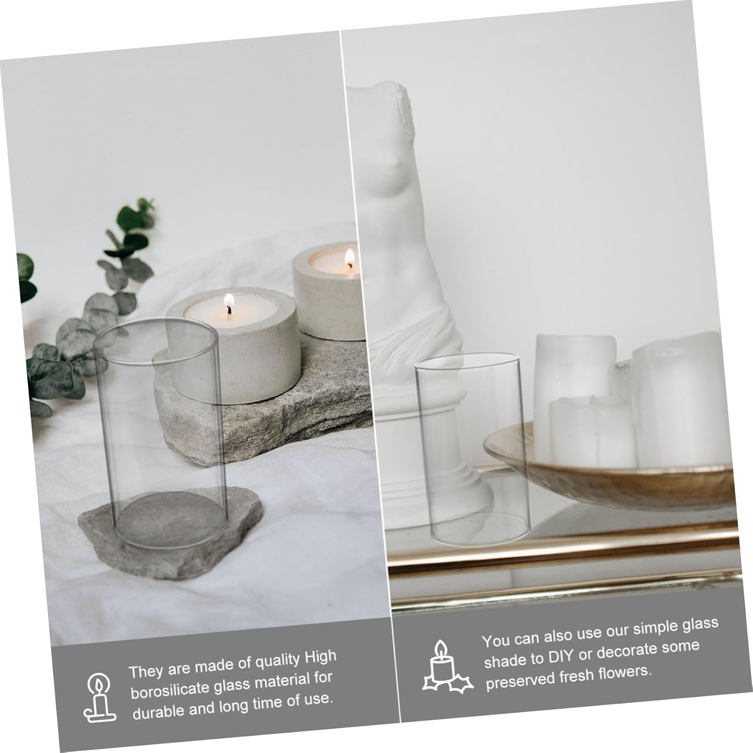 VALICLUD 4pcs Glass Jar Candle Covers for Votive Holders