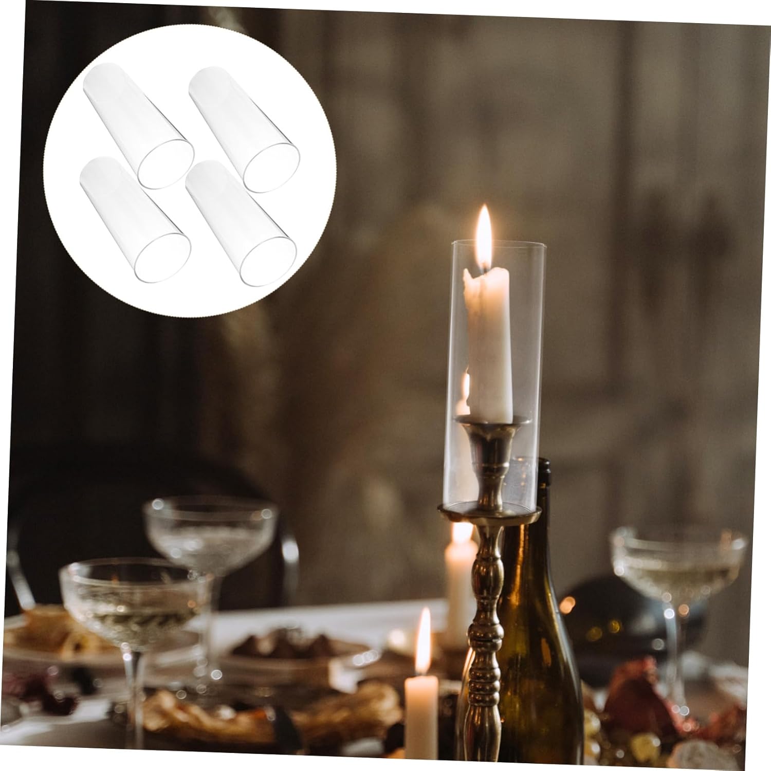 4pcs Hurricane Candle Holder Sleeve Glass Covers Simple Design for Bulk Purchase