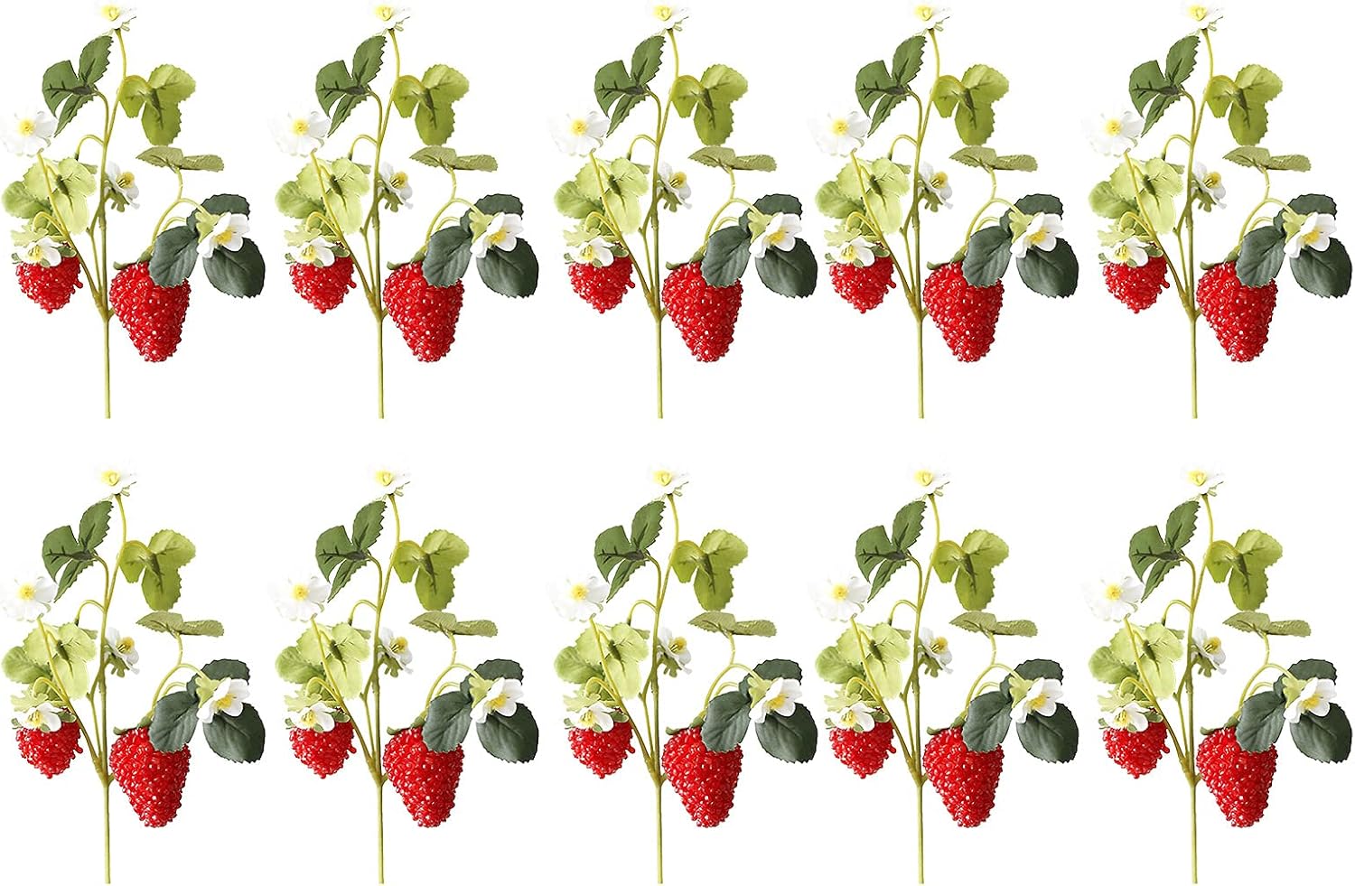 10 Branches Artificial Strawberries Decorative Plants