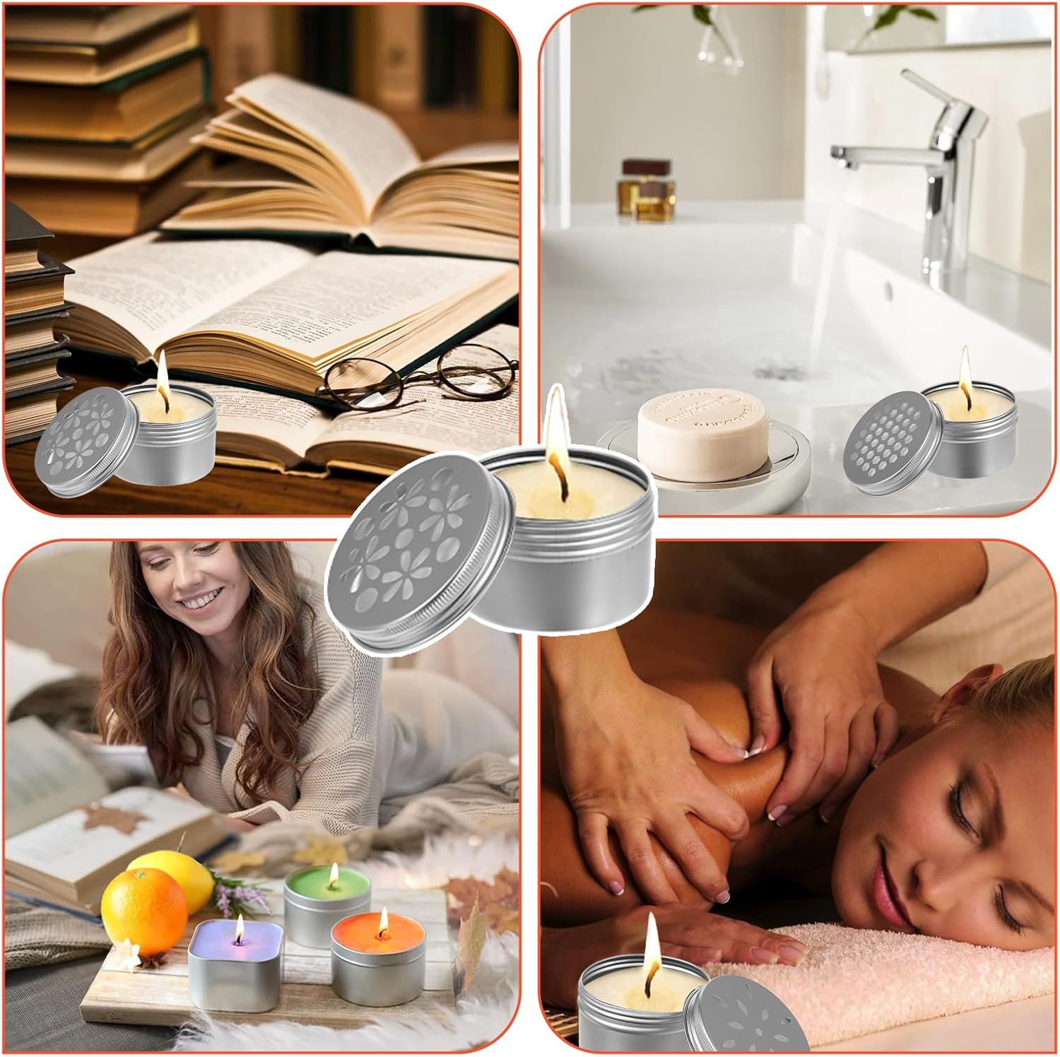15 Pcs Aluminium Tins with Hollow Lids for Candles and Spices
