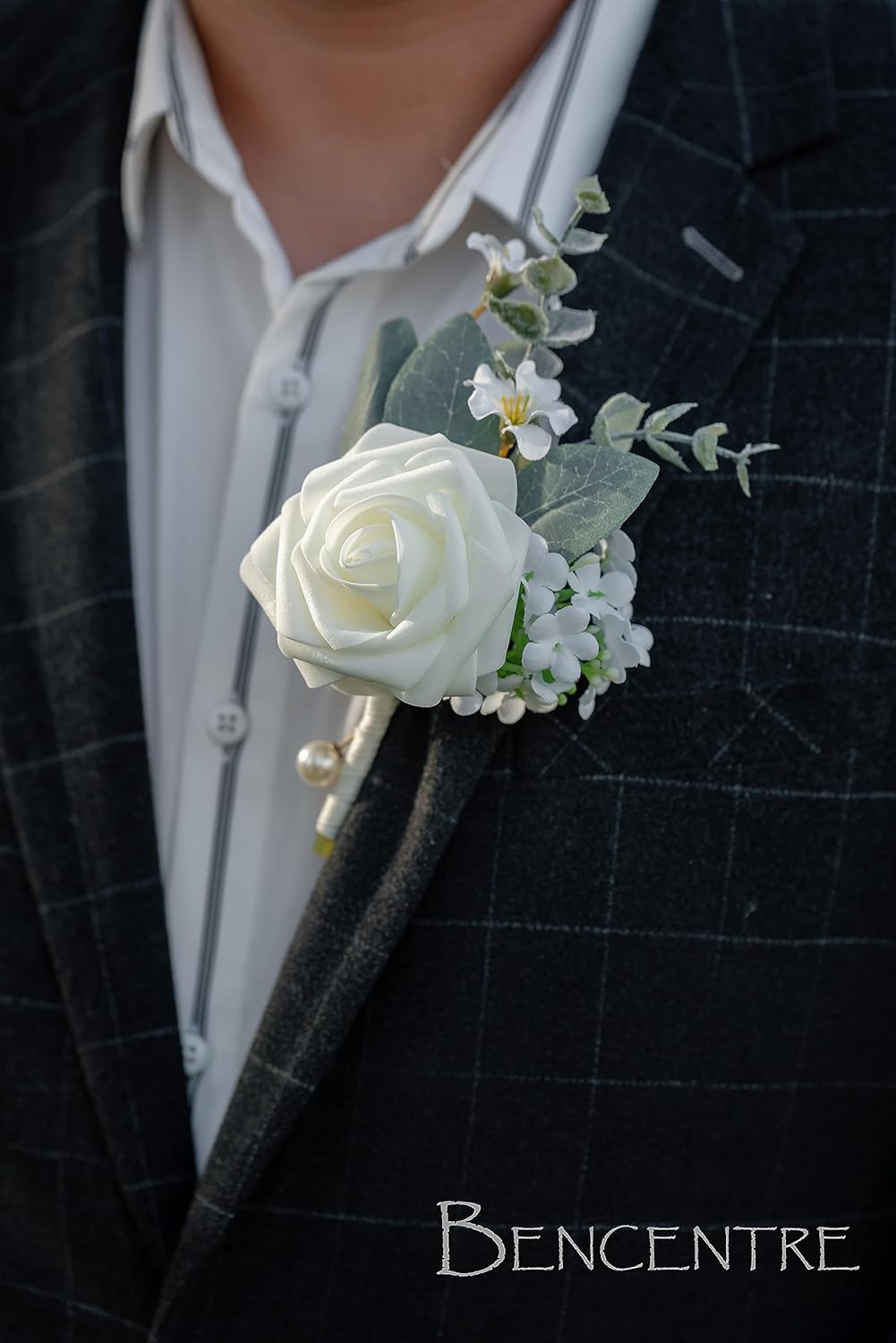 Ivory Boutonniere Set for Men Prom Wedding Graduation