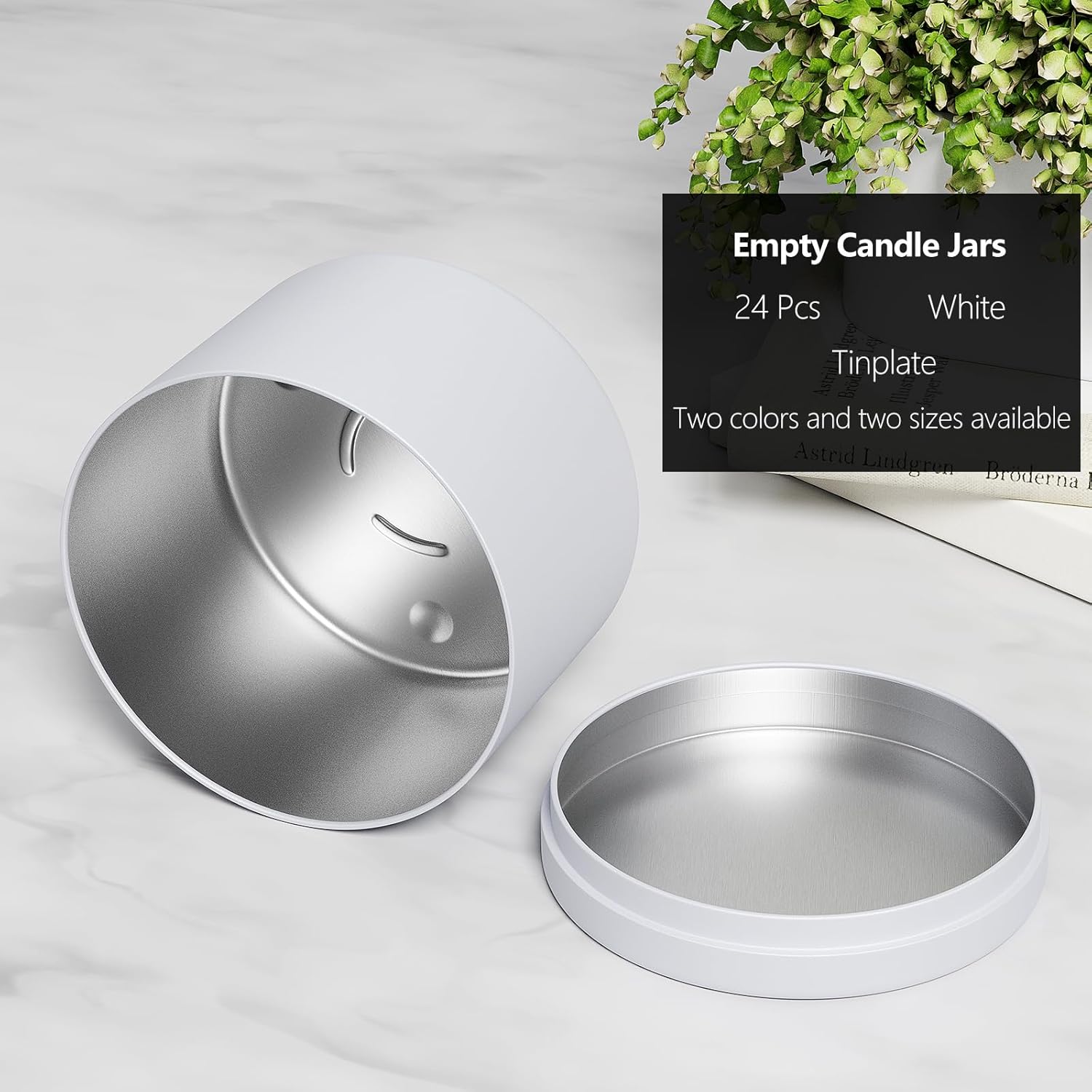 Domivirgo 24 Pcs Empty Candle Tins with Lid