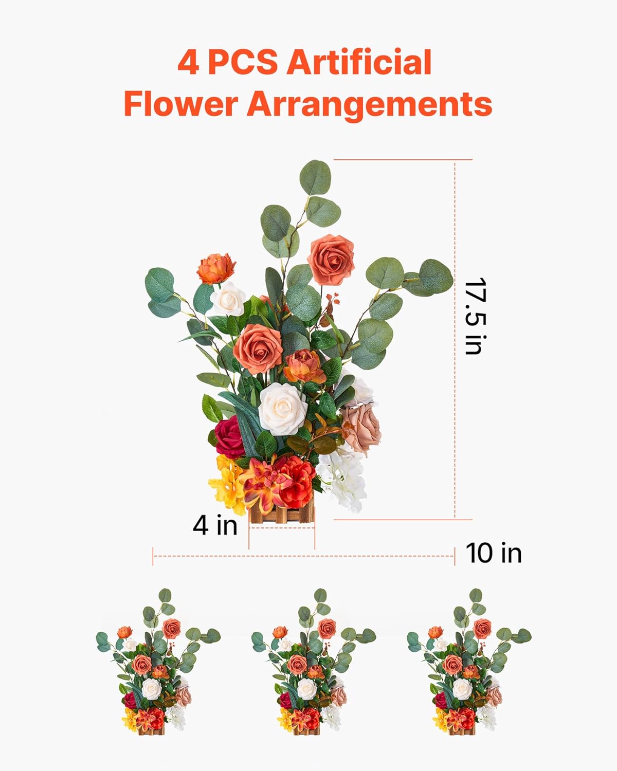 VEVOR 4PCS Standing Artificial Flowers Arrangements 175 Inch Tall Decorations