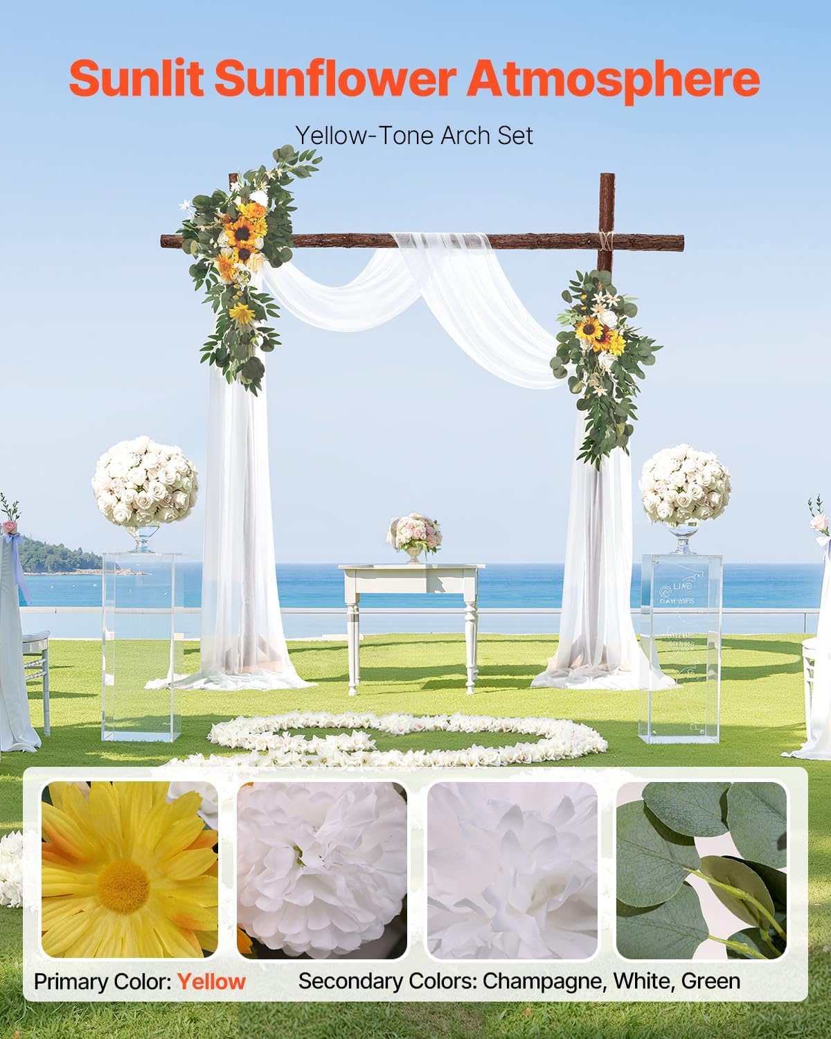 VEVOR Artificial Wedding Arch Flowers Kit Pack of 3