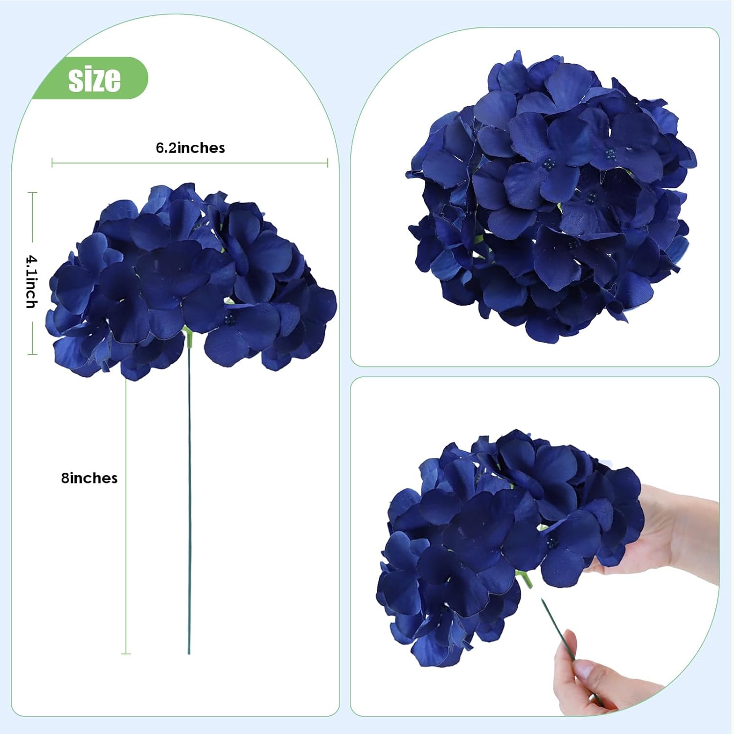 AVIVIHO 65 Pcs Navy Blue Hydrangea Artificial Flowers Realistic