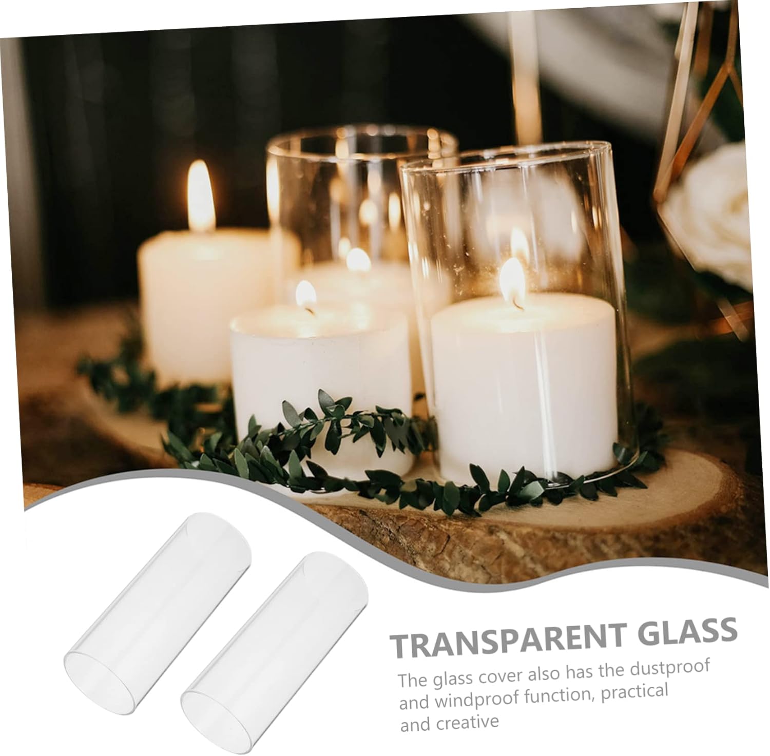 Luxshiny Clear Glass Candle Cups 4pcs Simple Decorative Holders
