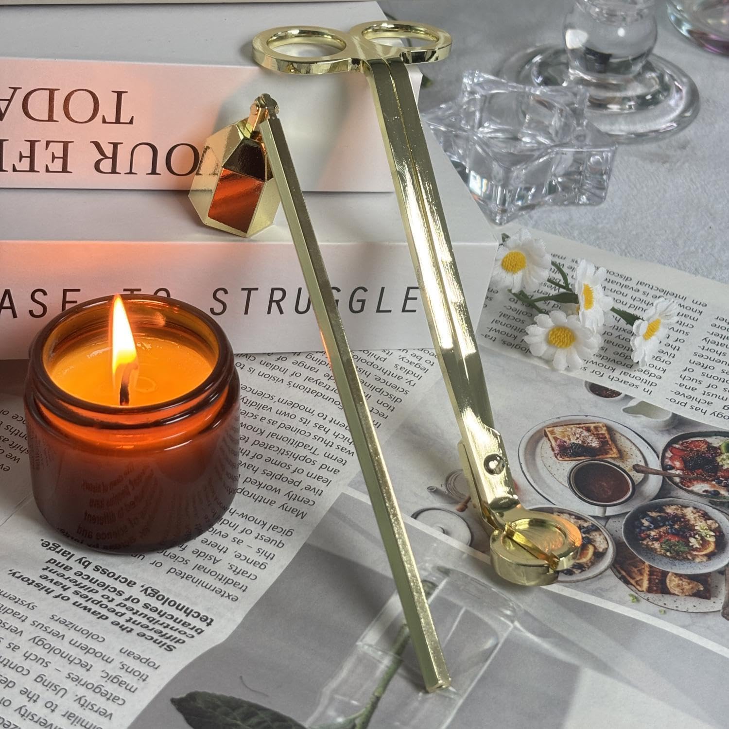 Santiyis Gold Candle Care Kit With Wick Trimmer And Snuffer