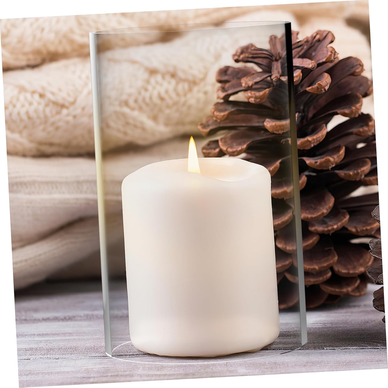 Large Windproof Glass Candle Shades 3 Pcs Holder