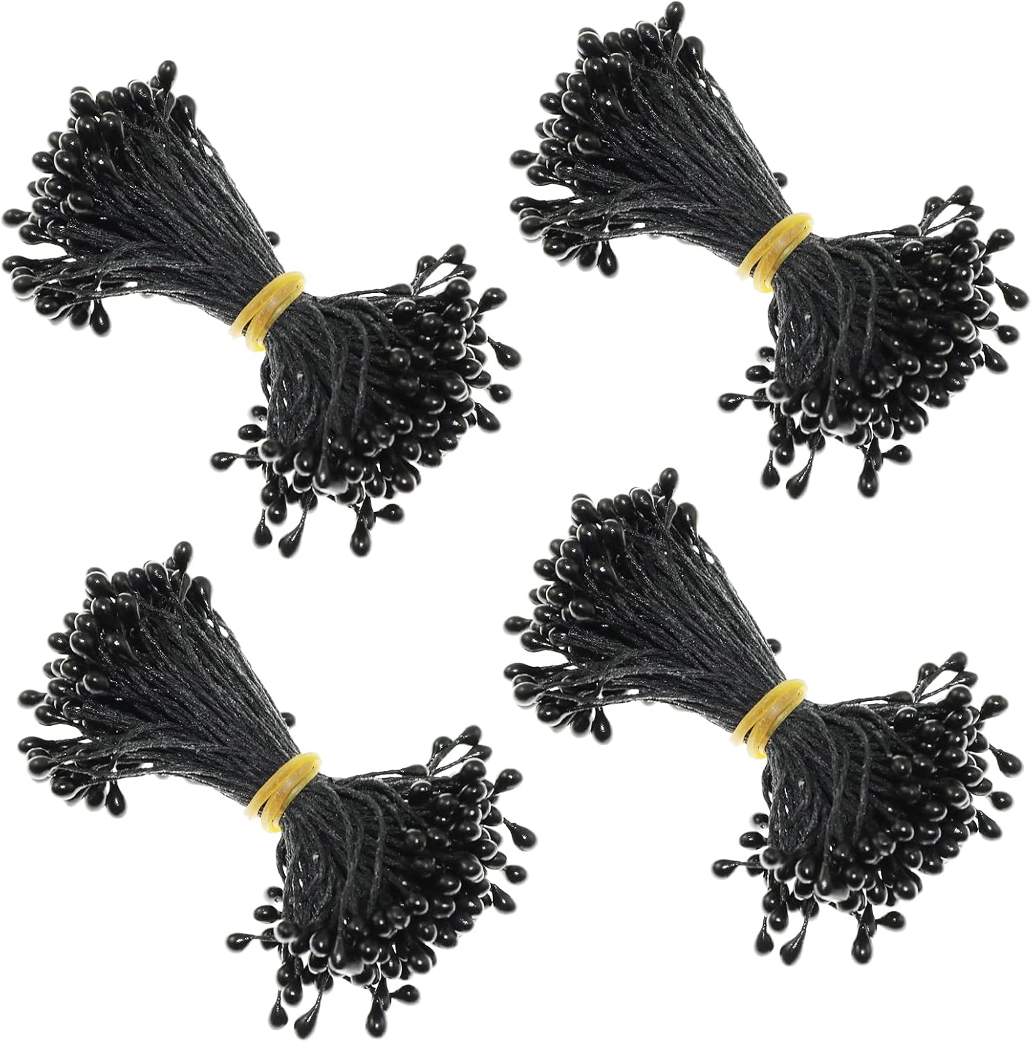4 Bouquets 55mm Pearlescent Black Artificial Flower Stamen
