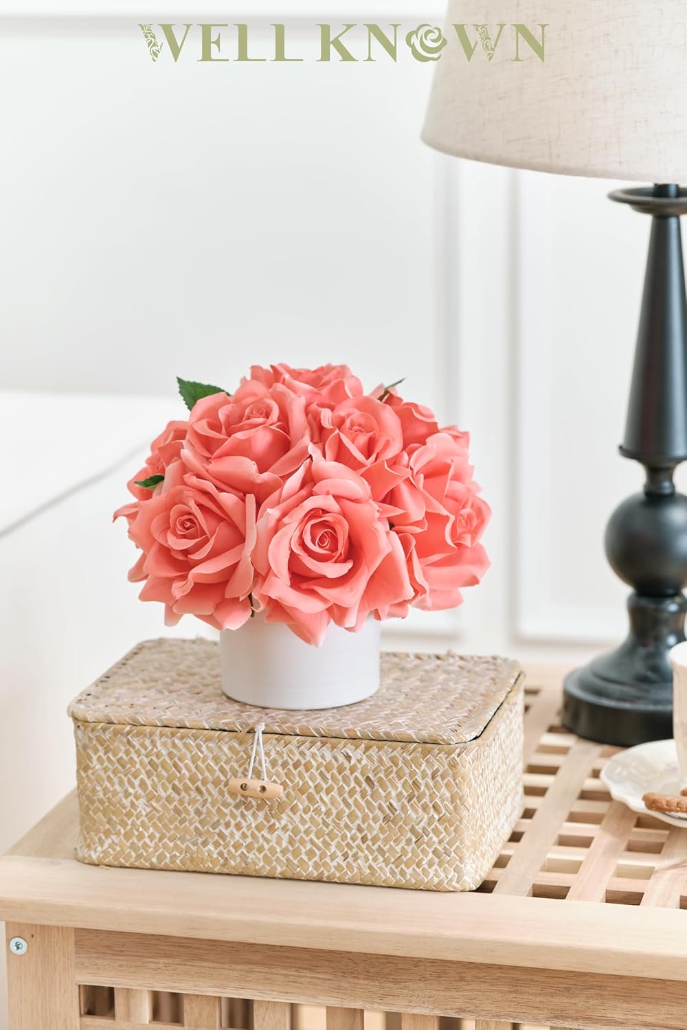 Realistic Artificial Flowers with Ceramic Vase