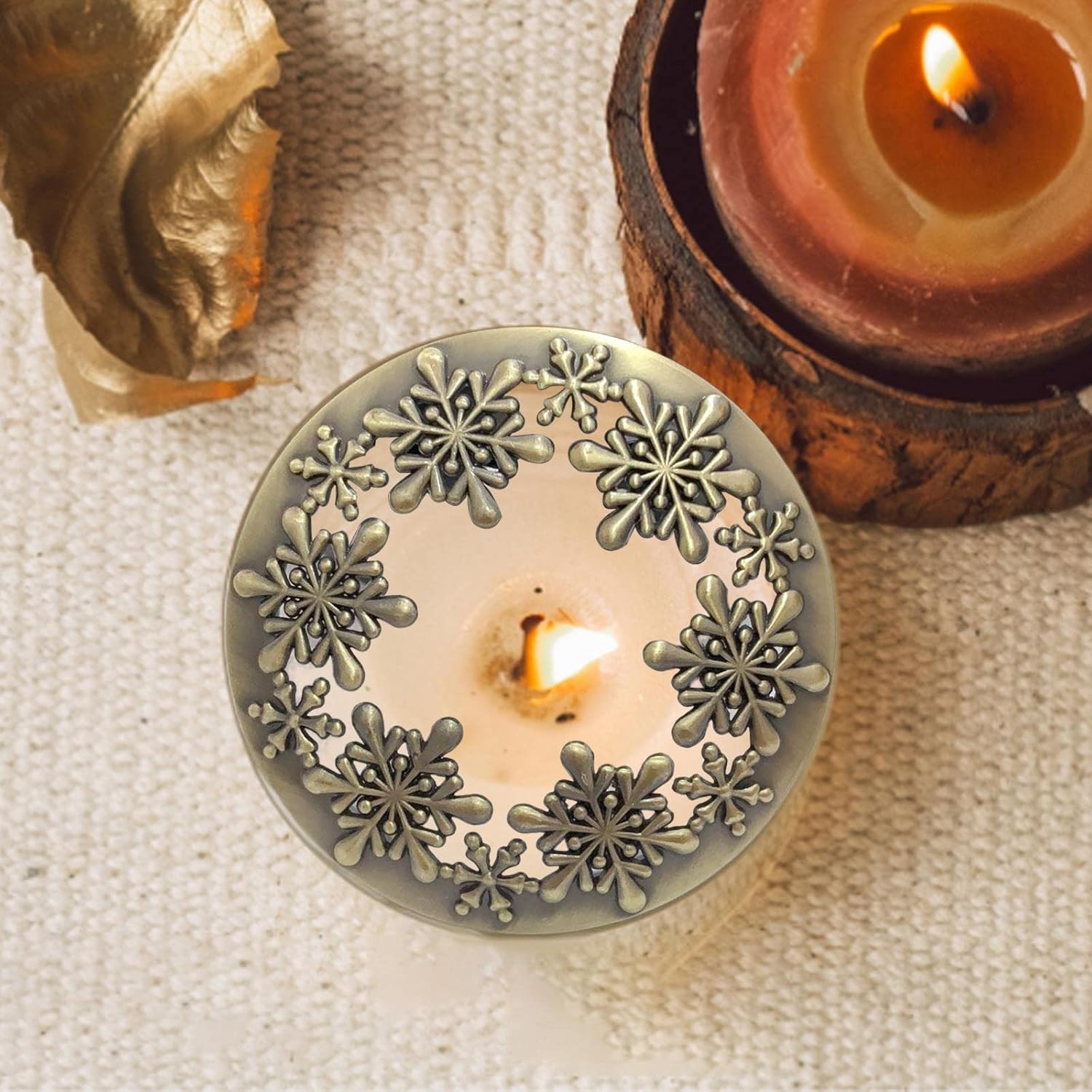 Antique Candle Covers with Bronze Metal Lids