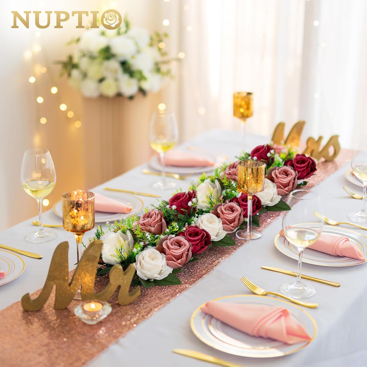 NUPTIO 10 Pcs Artificial Floral Centerpieces for Wedding Tables