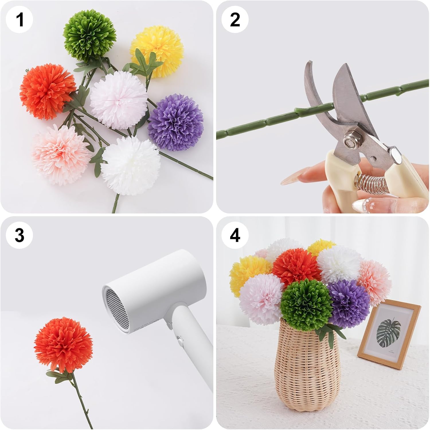 BonBlooms Artificial Chrysanthemum Flowers Ball 10pcs Green