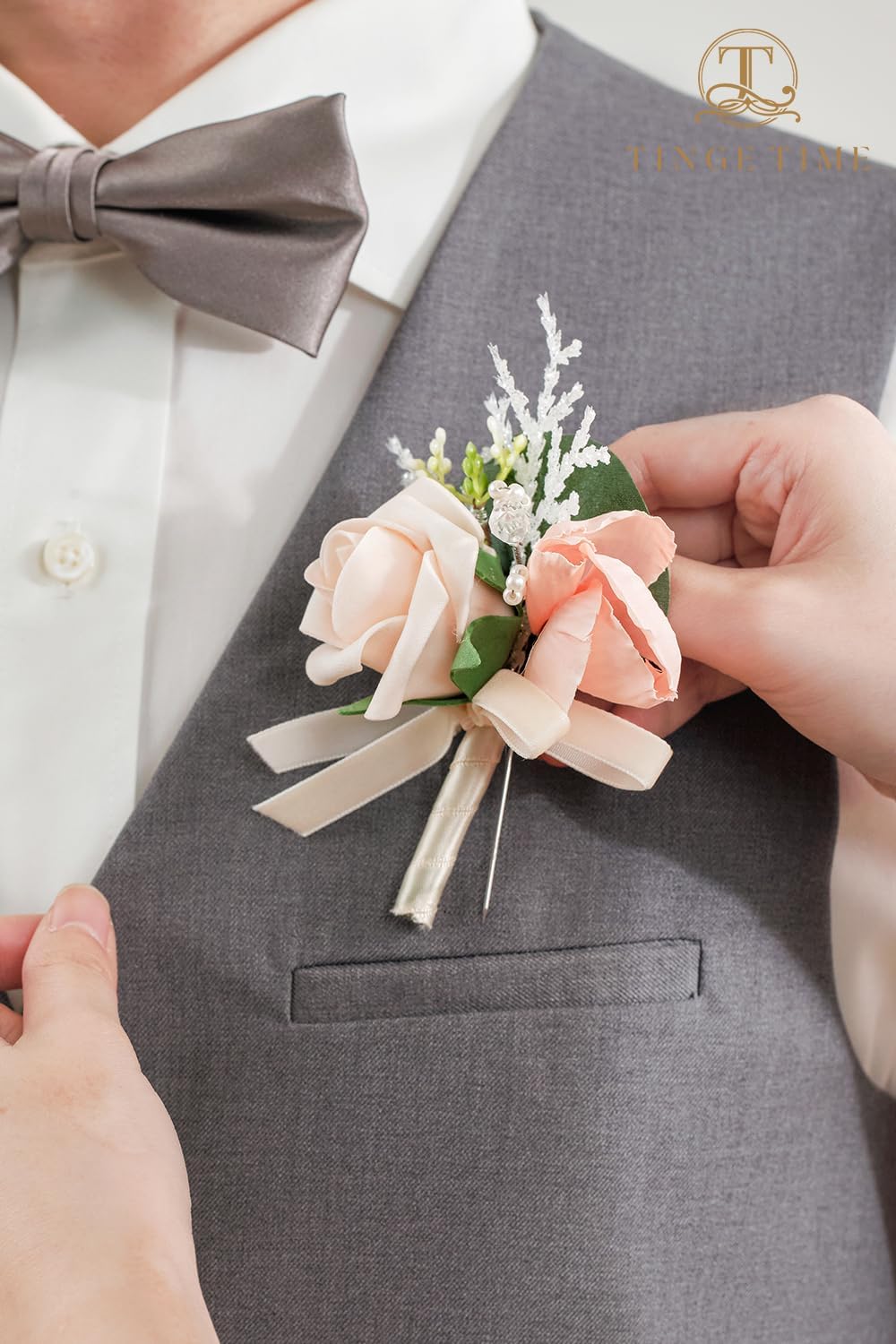 TINGE TIME Sakura Pink Boutonniere Set