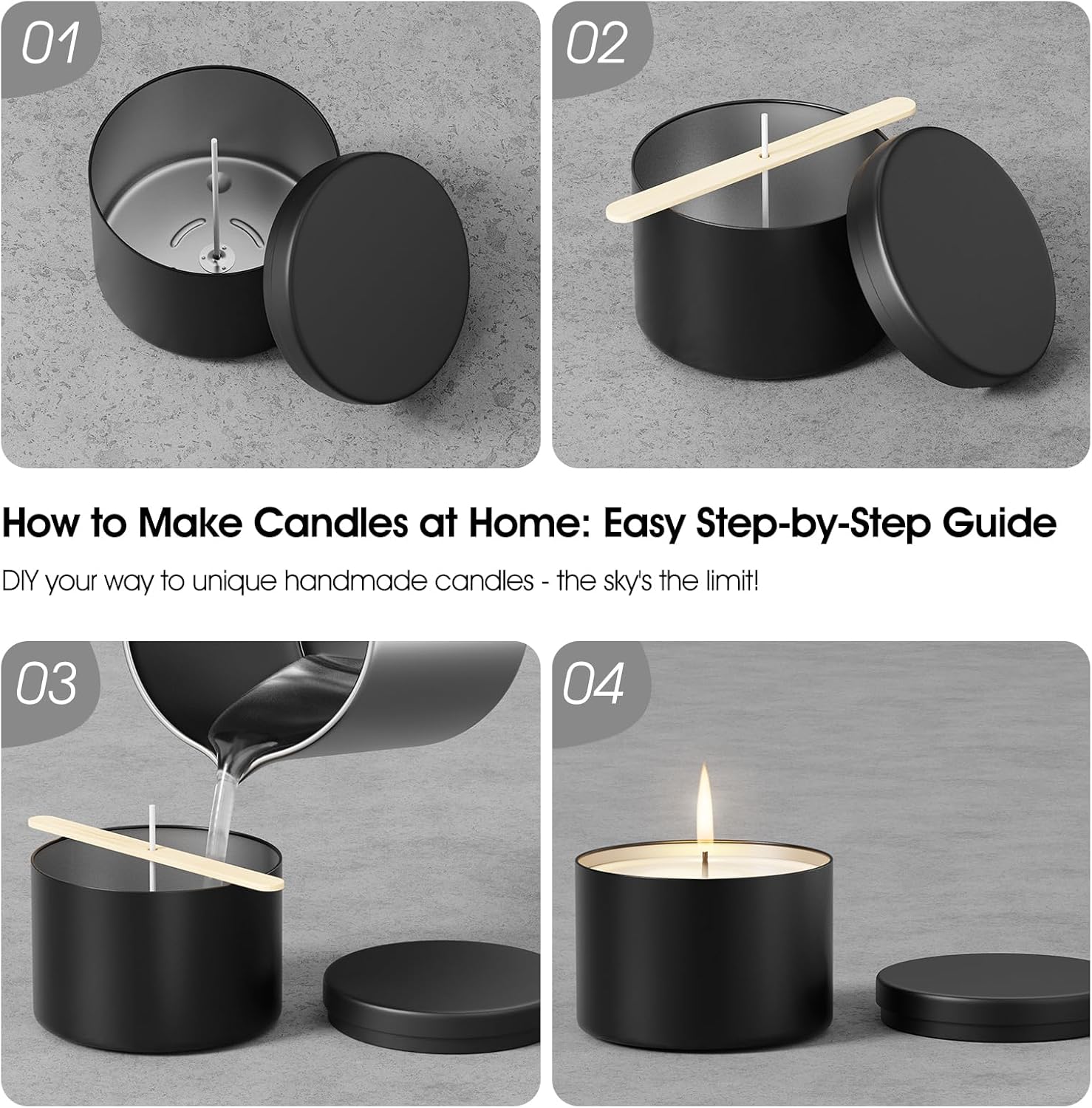 Happyhube 24-Piece Tinplate Candle Tins with Lids