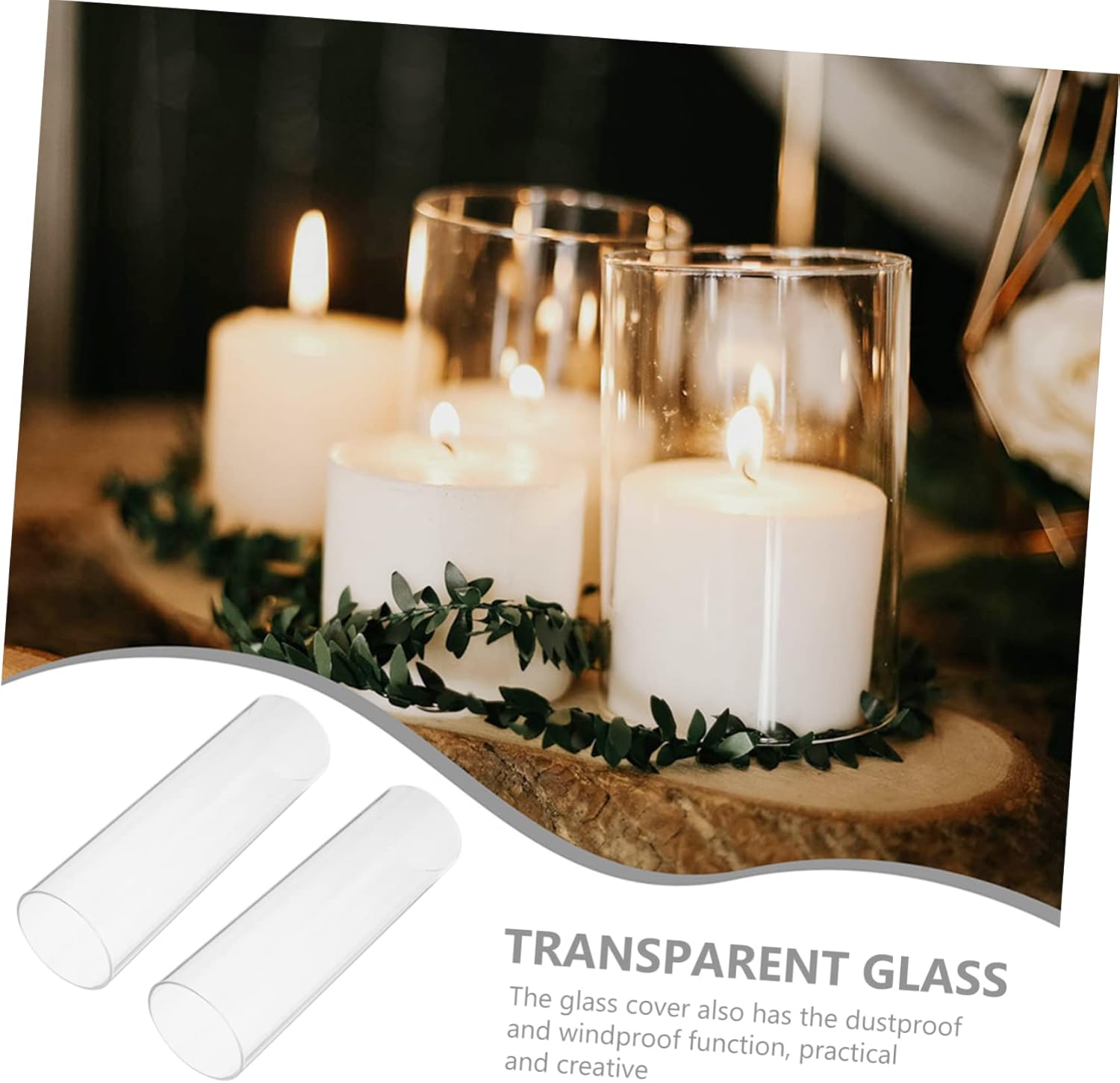 VINTORKY 4pcs Glass Candle Cups Cover Decorative Tube Shades