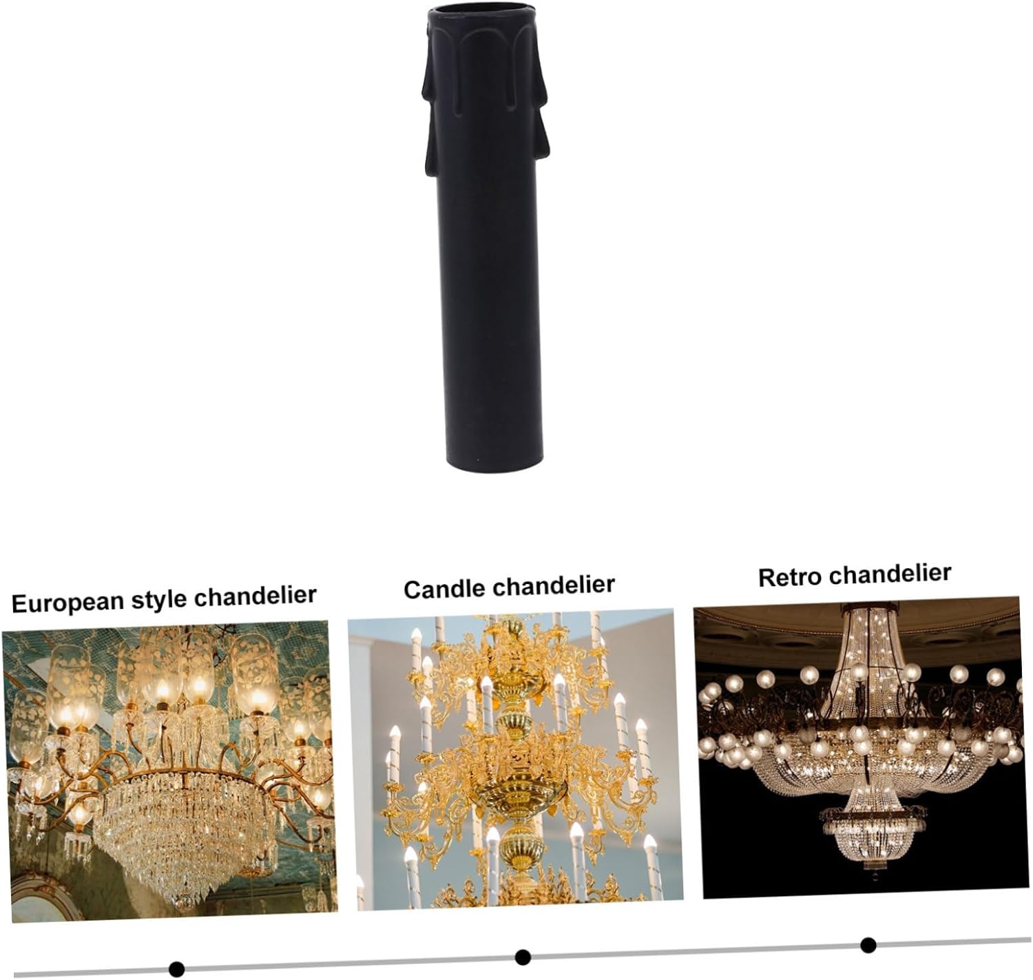 20pcs Plastic Candle Sleeve Covers for Chandeliers Black Teardrop Design Reusable