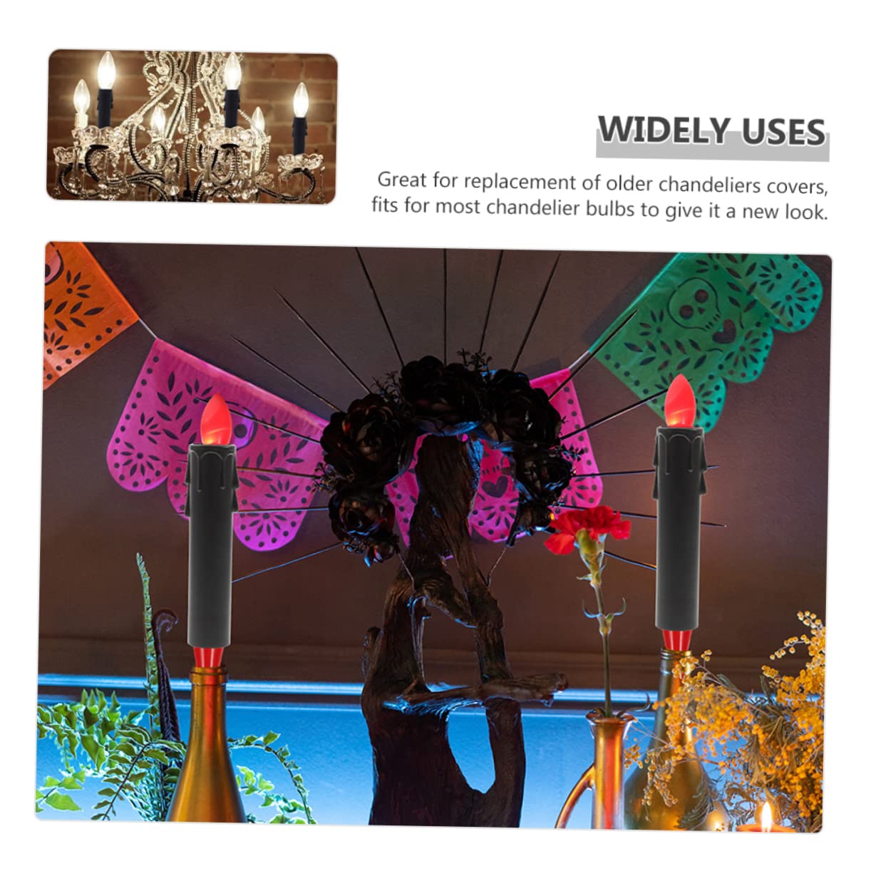 Operitacx 24pcs Tall Candle Covers for Chandeliers and Light Fixtures