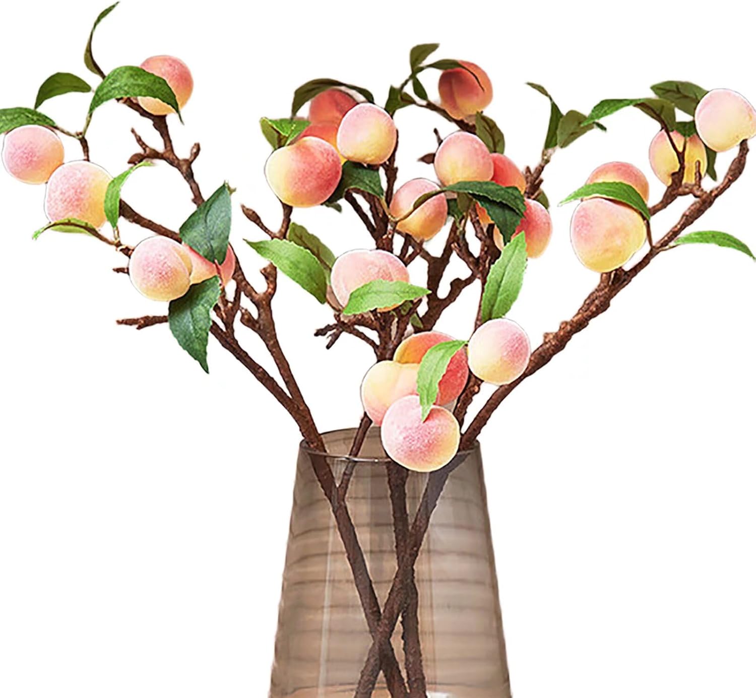 3Pcs Artificial Peach Branches Decor for Home Kitchen Party