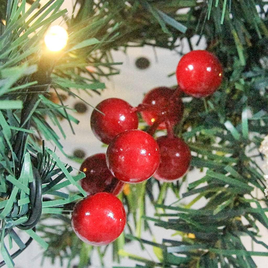 27m 9ft Christmas LED Rattan Red Flower Decorative Wreath