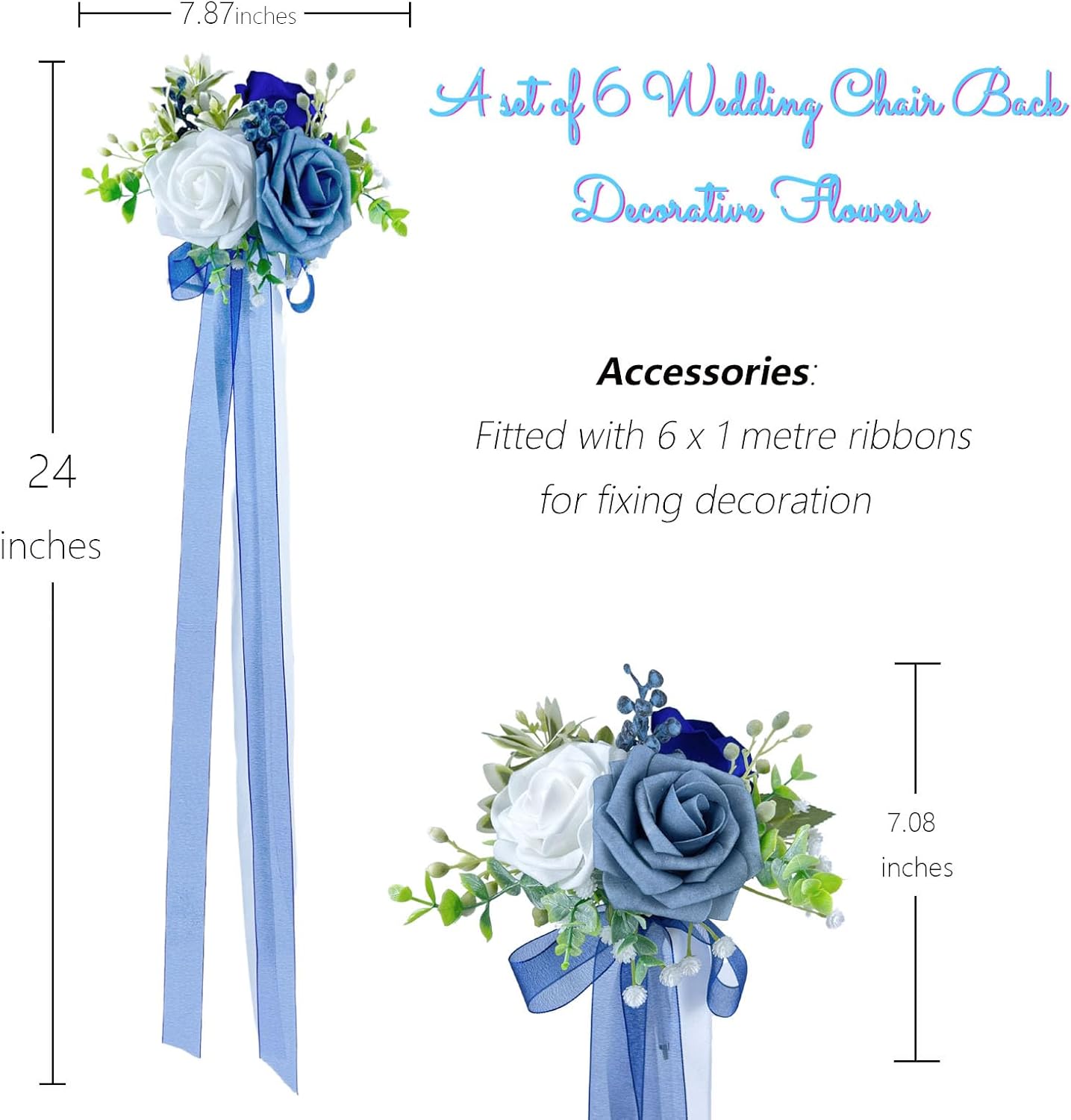 CherishedMoments Blue Wedding Chair Decor Set of 6