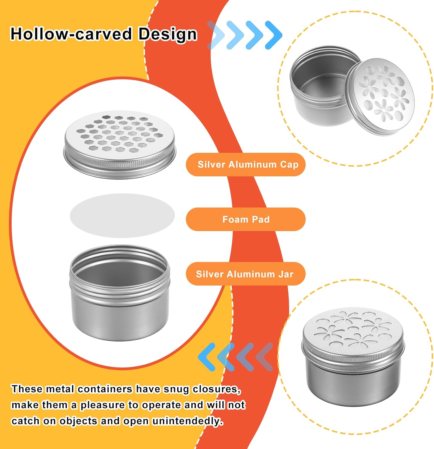 15 Pcs Aluminium Tins with Hollow Lids for Candles and Spices