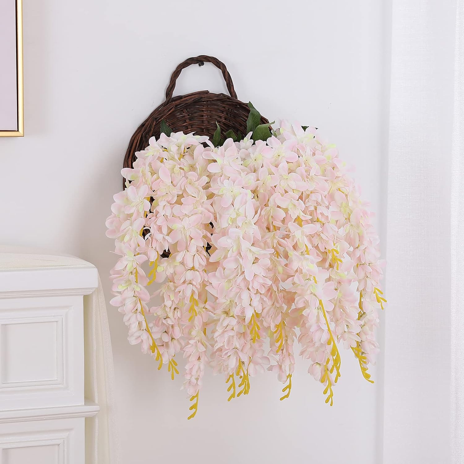 Duovlo Silk Wisteria Flower Artificial Hanging Vine Decor Set