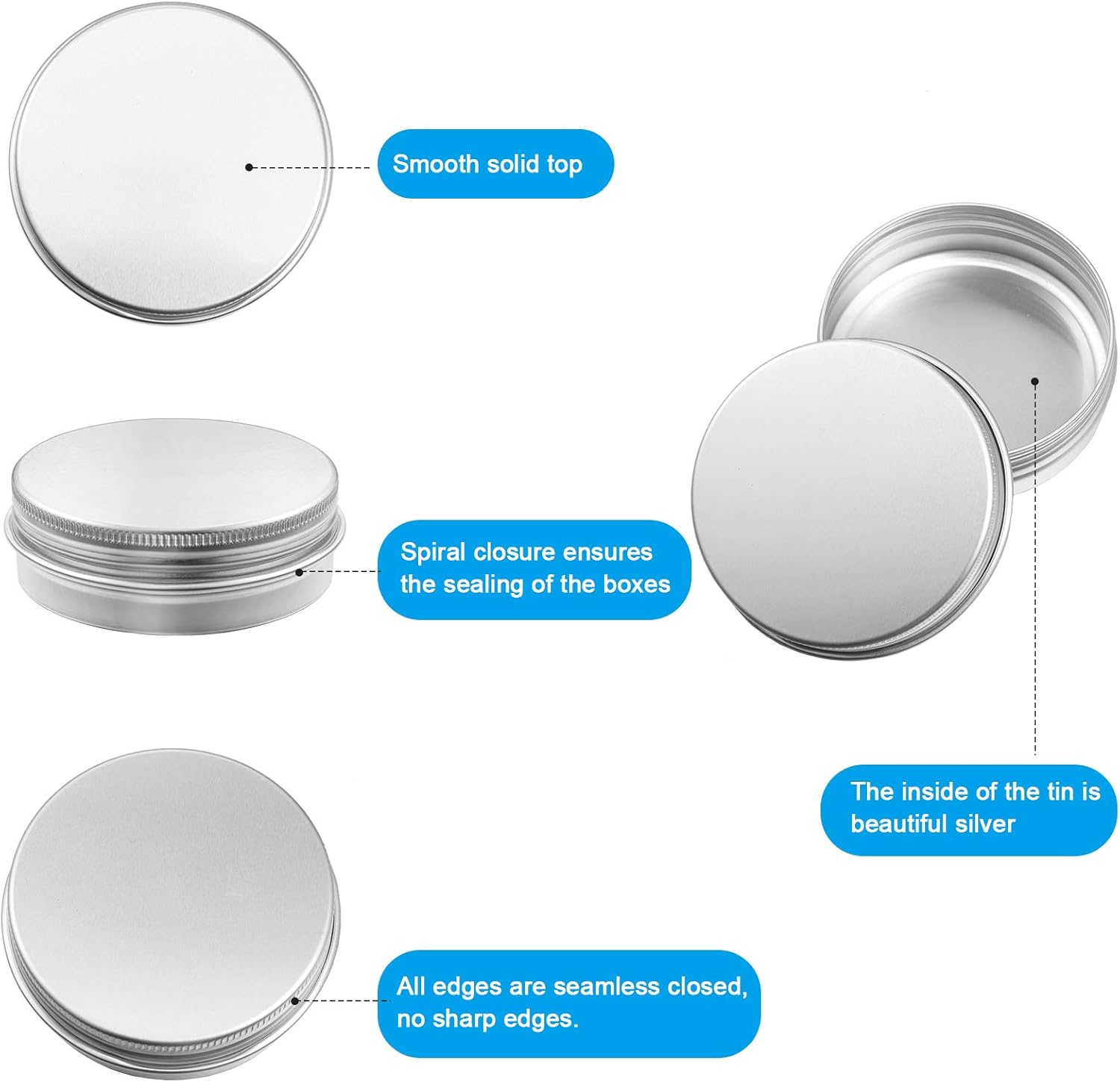 Patelai 2 Oz Metal Round Tins with Screw Lid 36 Pack