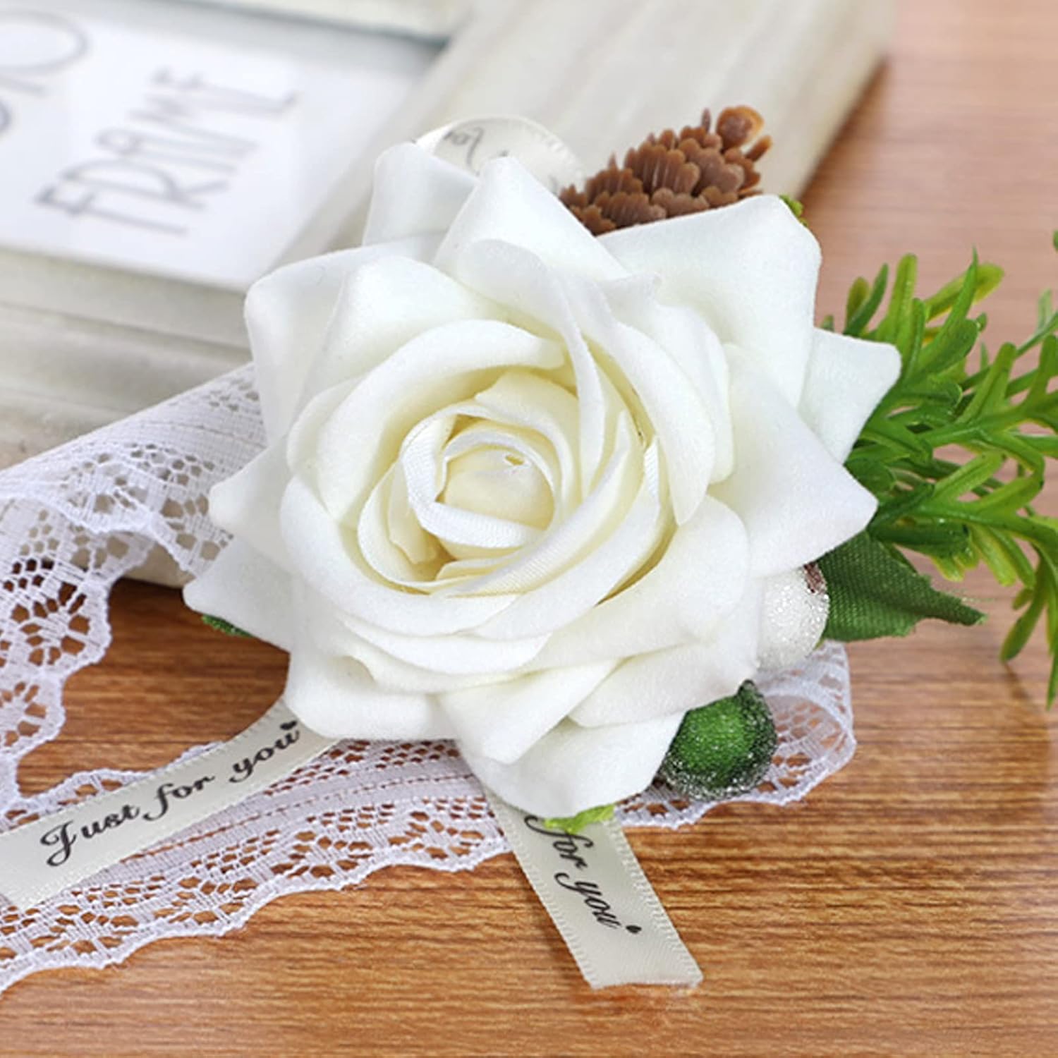 2 Pcs Simulated Rose Silk Wrist Corsage Wedding Accessory