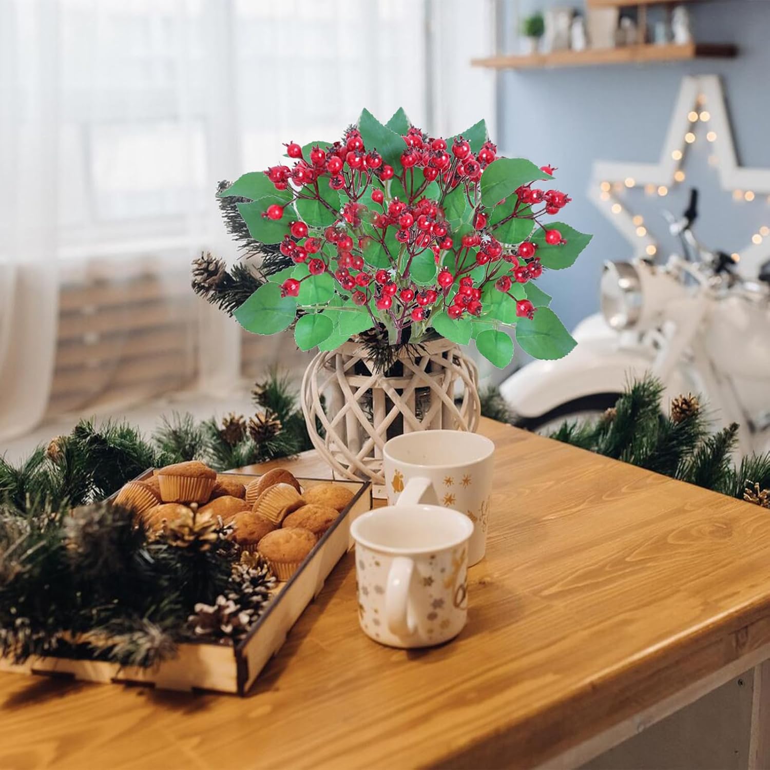 4 Pcs Artificial Pomegranate Branches for Floral Arrangements